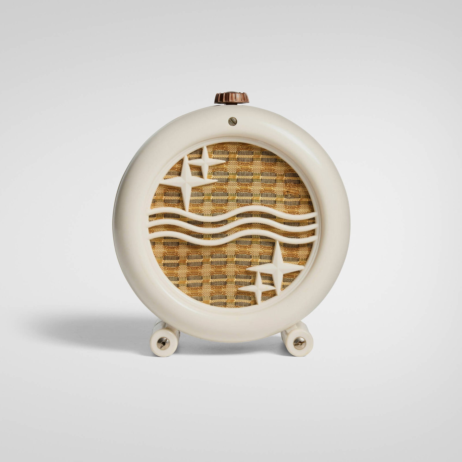 Philips, Philitone extension speaker: Philips Philitone extension speaker The Netherlands, 1954 plastic, fabric, zinc-plated steel 8.625 h x 7.5 w x 4.5 d in (22 x 19 x 11 cm) Provenance: Private Collection This work will ship from