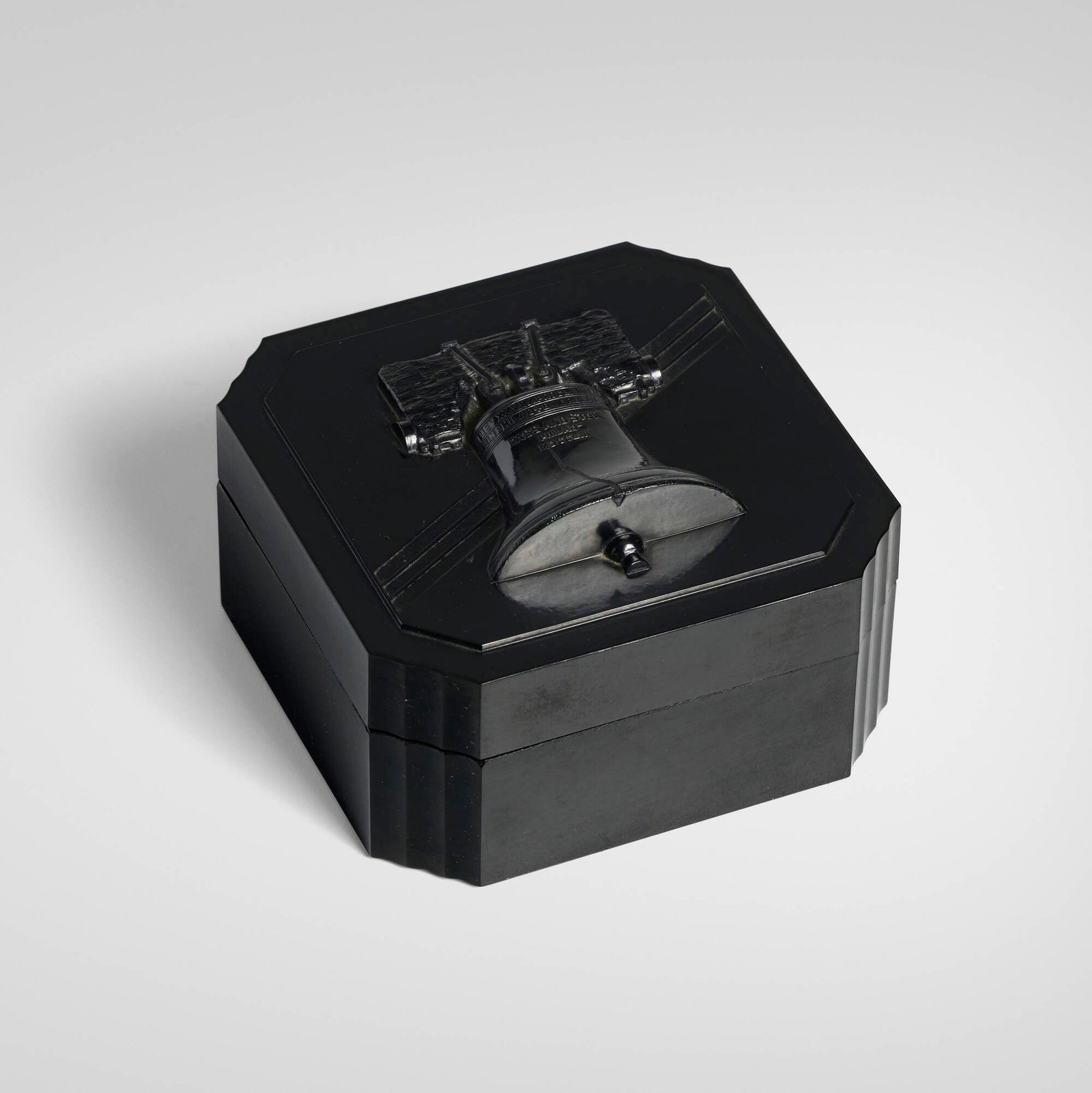 Hickok Company, Liberty Bell covered trinket box: Hickok Company Liberty Bell covered trinket box USA, c. 1955 plastic 2.125 h x 3.625 w x 3.625 d in (5 x 9 x 9 cm) Beginning as a small jewelry-plating firm in 1909, the Hickok Company, founded by S.