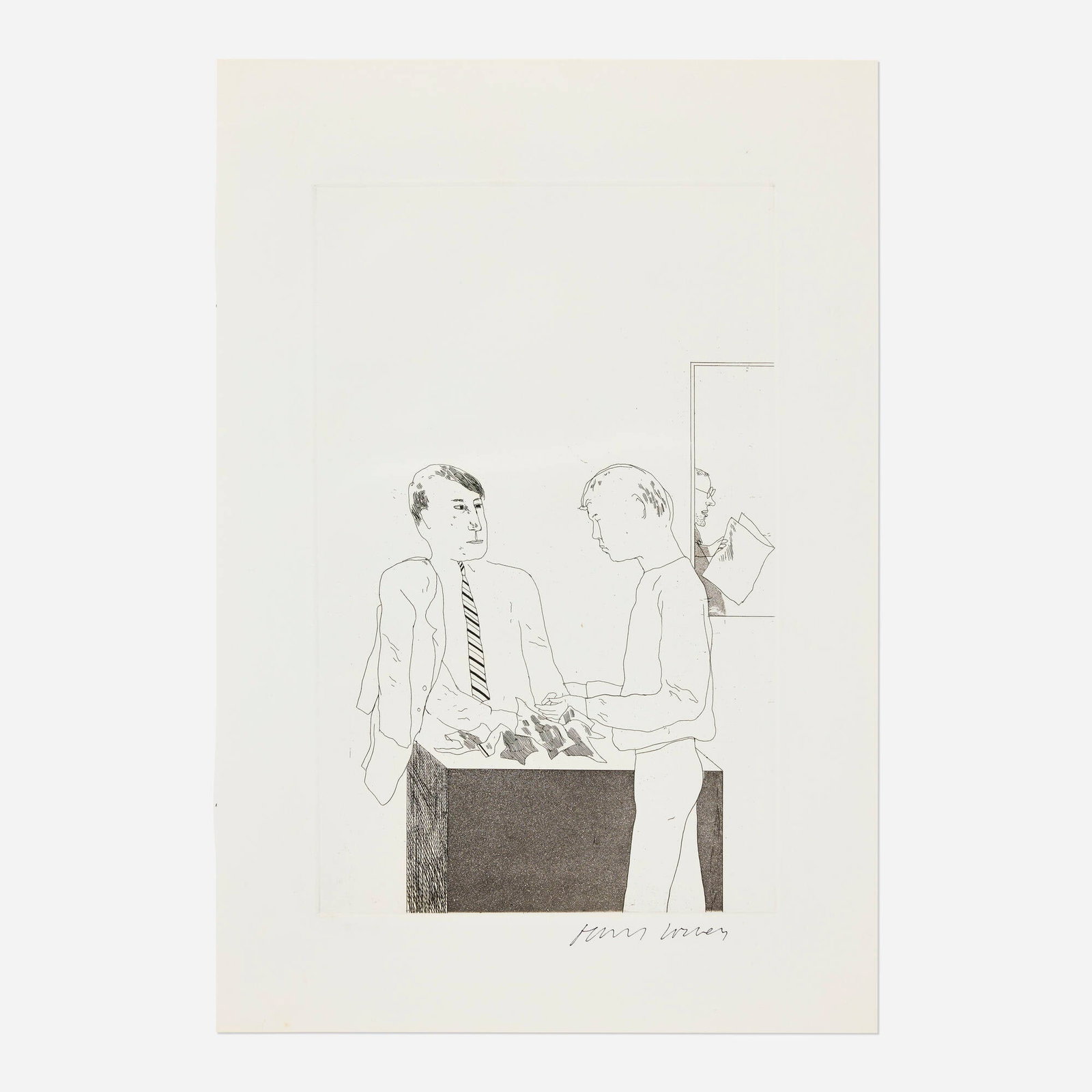 David Hockney, He enquired after the quality (from Illustrations for Fourteen Poems by C.P. Cavafy) (1 of 3)
