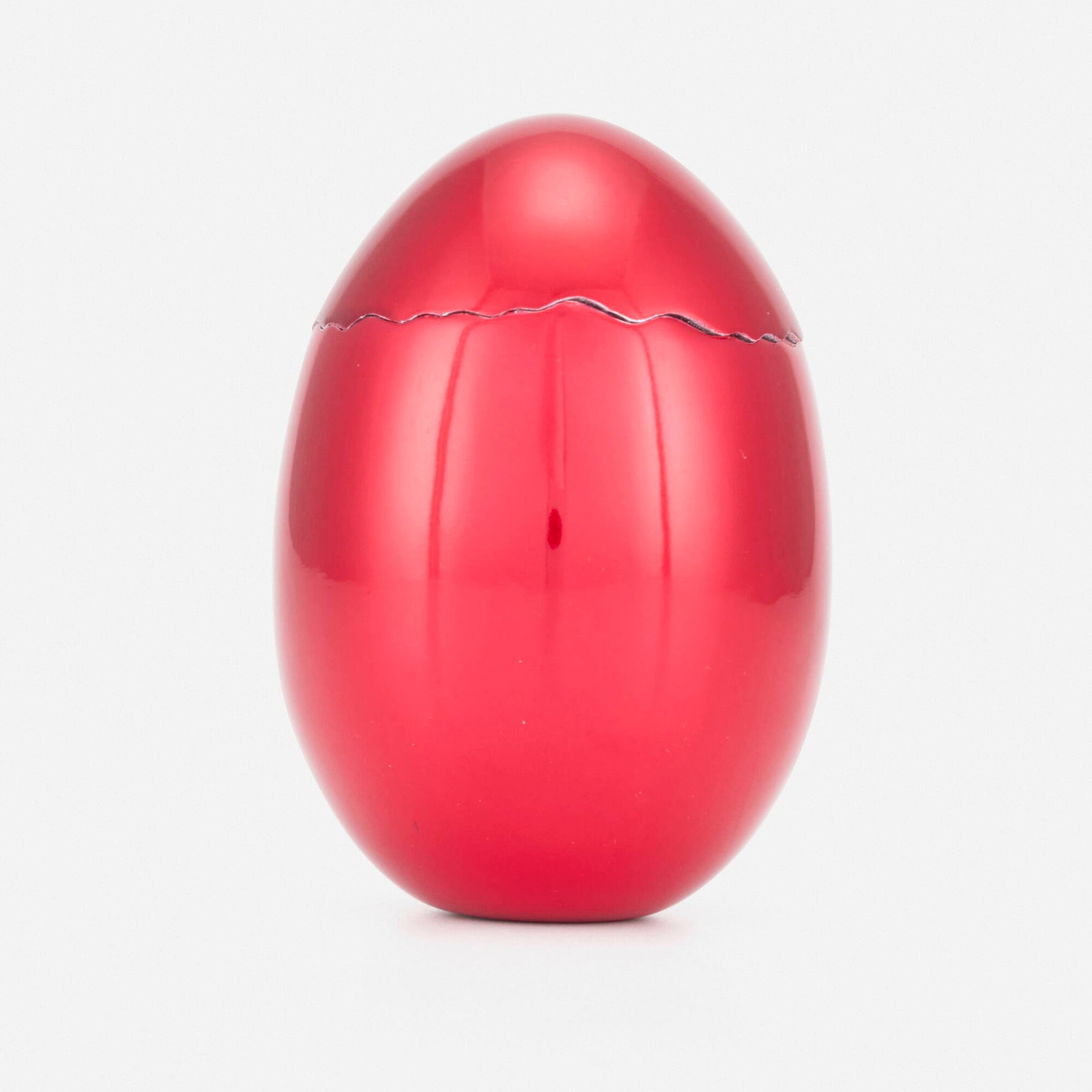 Jeff Koons, Cracked Egg (Red): Jeff Koons Cracked Egg (Red) 2008 aluminum with red glaze 4.5 h x 3.25 dia in (11 x 8 cm) This work is from the edition of 1000 produced by the Los Angeles County Museum of Art as an invitation for