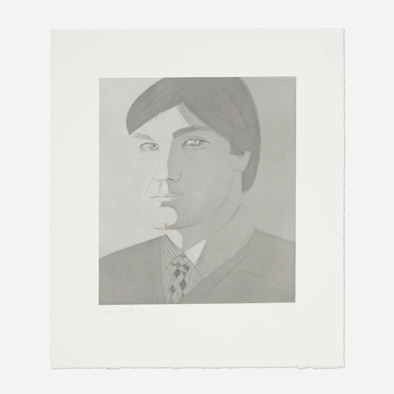 Alex Katz, Francis (from the Give Me Tomorrow portfolio): Alex Katz Francis (from the Give Me Tomorrow portfolio) 1984 vernis mou and aquatint in colors on Hahnemule image: 12 h x 10.375 w in (30 x 26 cm) sheet: 18 h x 15.5 w in (46 x 39 cm) Signed and