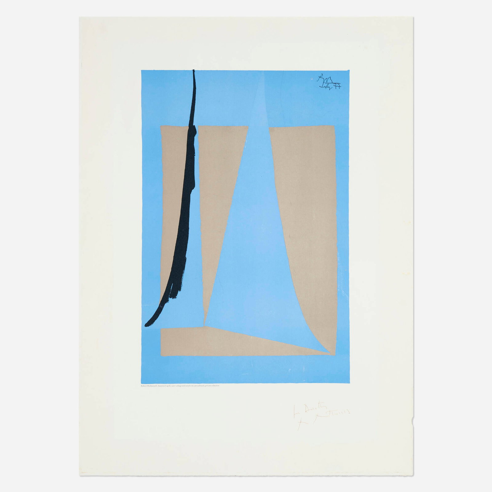 Robert Motherwell, Newport Opera: Robert Motherwell Newport Opera 1979 offset lithograph in colors on BFK Rives image: 20.25 h x 13.5 w in (51 x 34 cm) sheet: 29.625 h x 21.75 w in (75 x 55 cm) Signed and inscribed to lower right