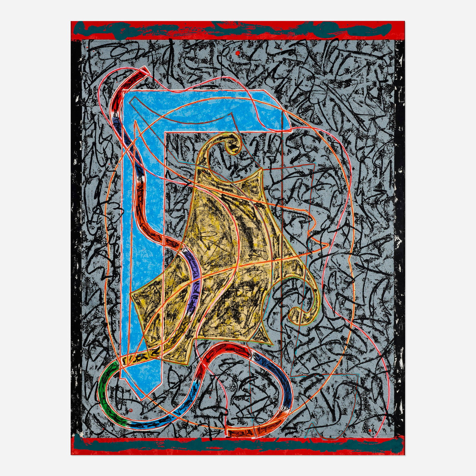 Frank Stella, Imola Three II (from the Circuits series): Frank Stella Imola Three II (from the Circuits series) 1984 woodcut and relief in colors on TGL handmade sight: 65.375 h x 51.125 w in (166 x 130 cm) Signed, dated and numbered to lower left '9/30 F.