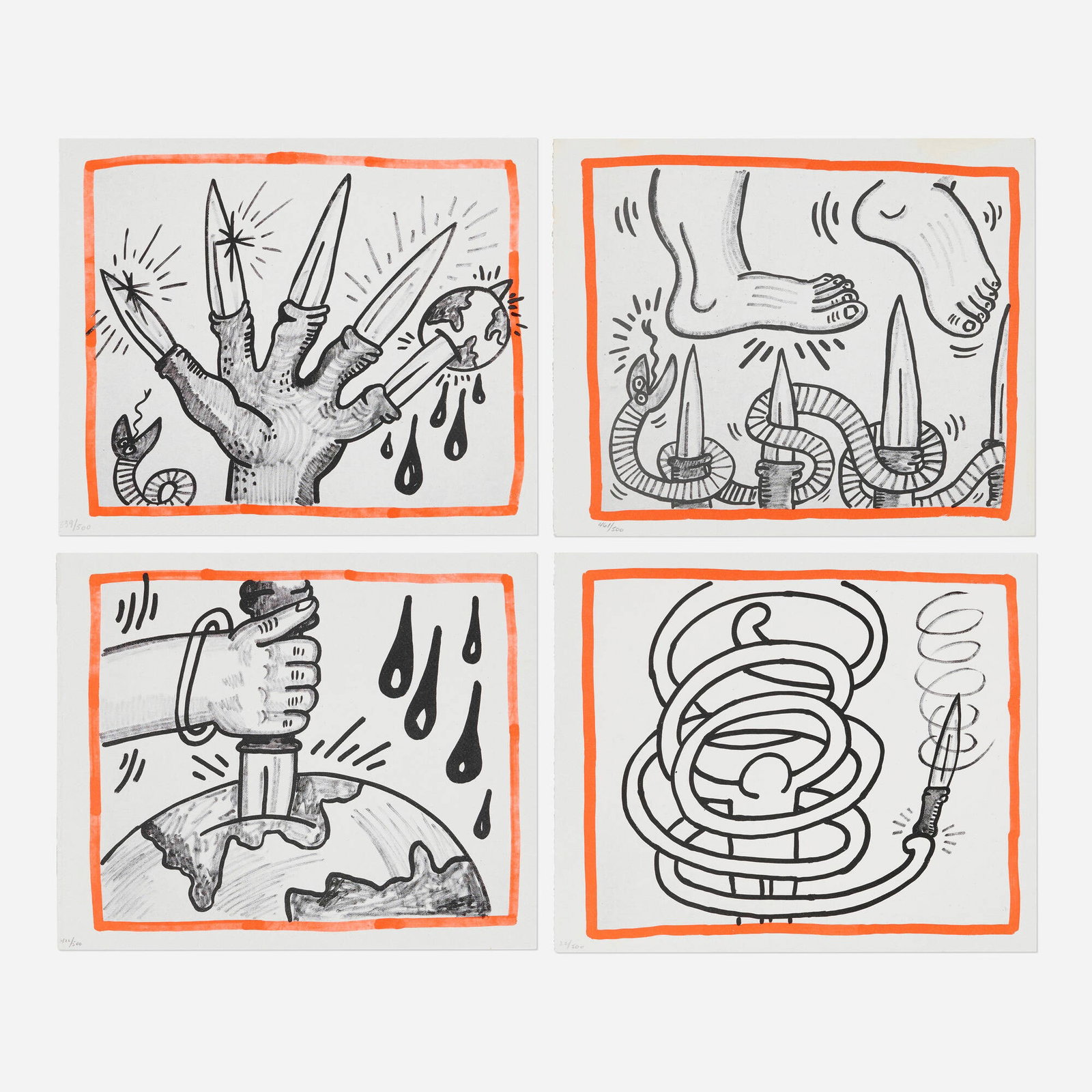 Keith Haring, Four works from the Against All Odds, 20 Drawings series (1 of 2)