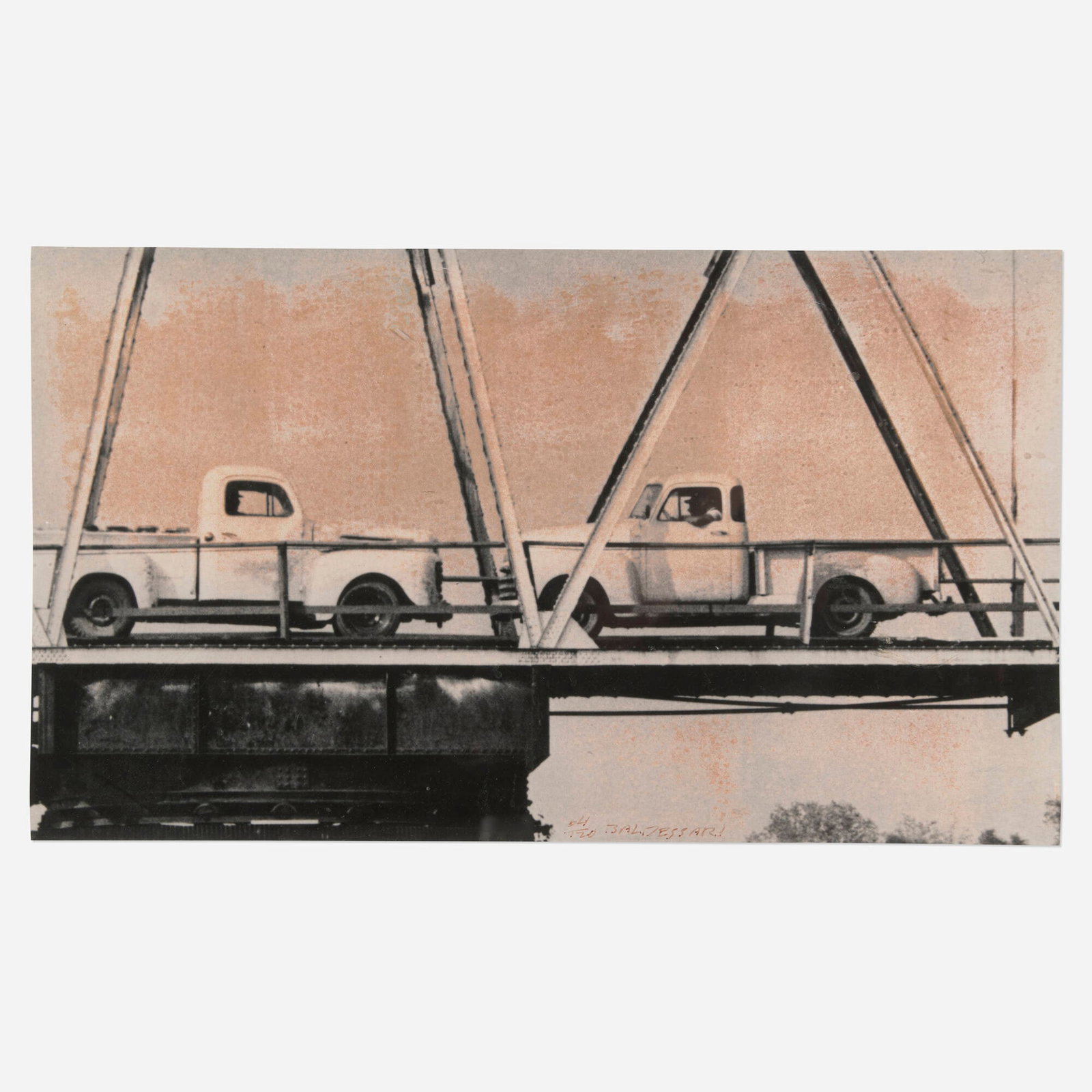 John Baldessari, Two Trucks/Two Decisions (On Bridge) (1 of 4)