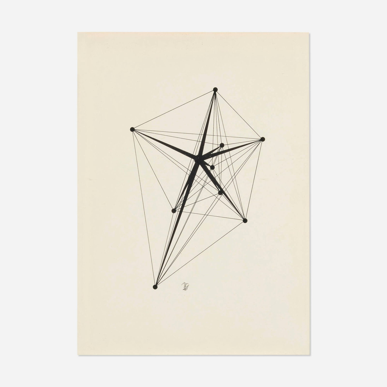 Dwinell Grant, Drawing G (from the Interrelation series): Dwinell Grant Drawing G (from the Interrelation series) 1948 ink on paper sight: 14.5 h x 10.5 w in (37 x 27 cm) Signed and dated to lower center 'DG 48'. Provenance:</