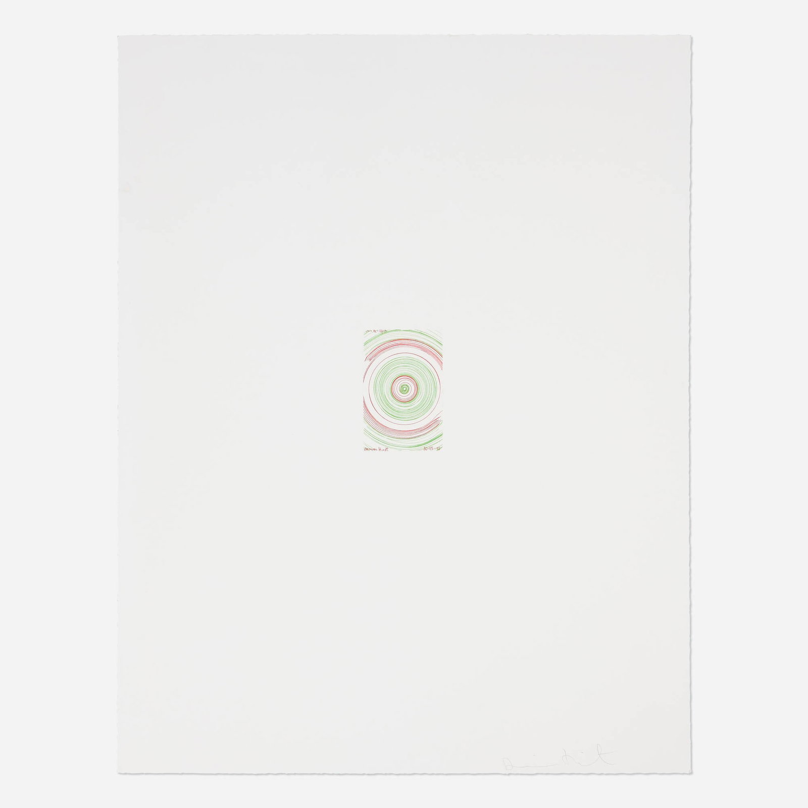 Damien Hirst, In-a-spin (from the In a Spin, the Action of the World on Things, Volume 1 portfolio): Damien Hirst In-a-spin (from the In a Spin, the Action of the World on Things, Volume 1 portfolio) 2002 etching in colors image: 6 h x 4 w in (15 x 10 cm) sheet: 36 h x 28 w in (91 x 71 cm)
