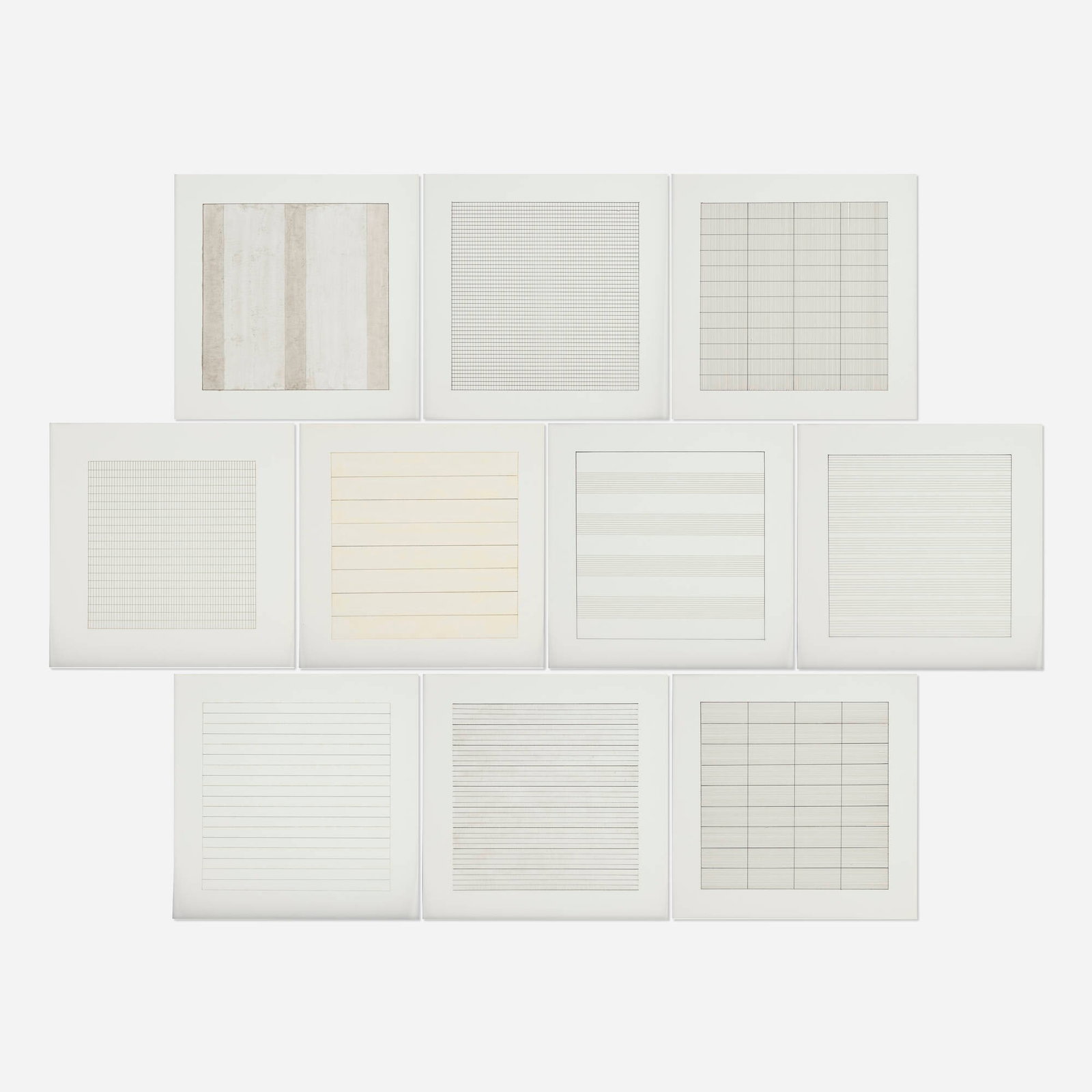 Agnes Martin, Paintings and Drawings: Stedelijk Museum Portfolio: Agnes Martin Paintings and Drawings: Stedelijk Museum Portfolio 1990 lithograph on vellum parchment, book sheet (each): 11.75 h x 11.75 w in (30 x 30 cm) book: 11.875 h x 11.875 w in (30 x 30 cm)