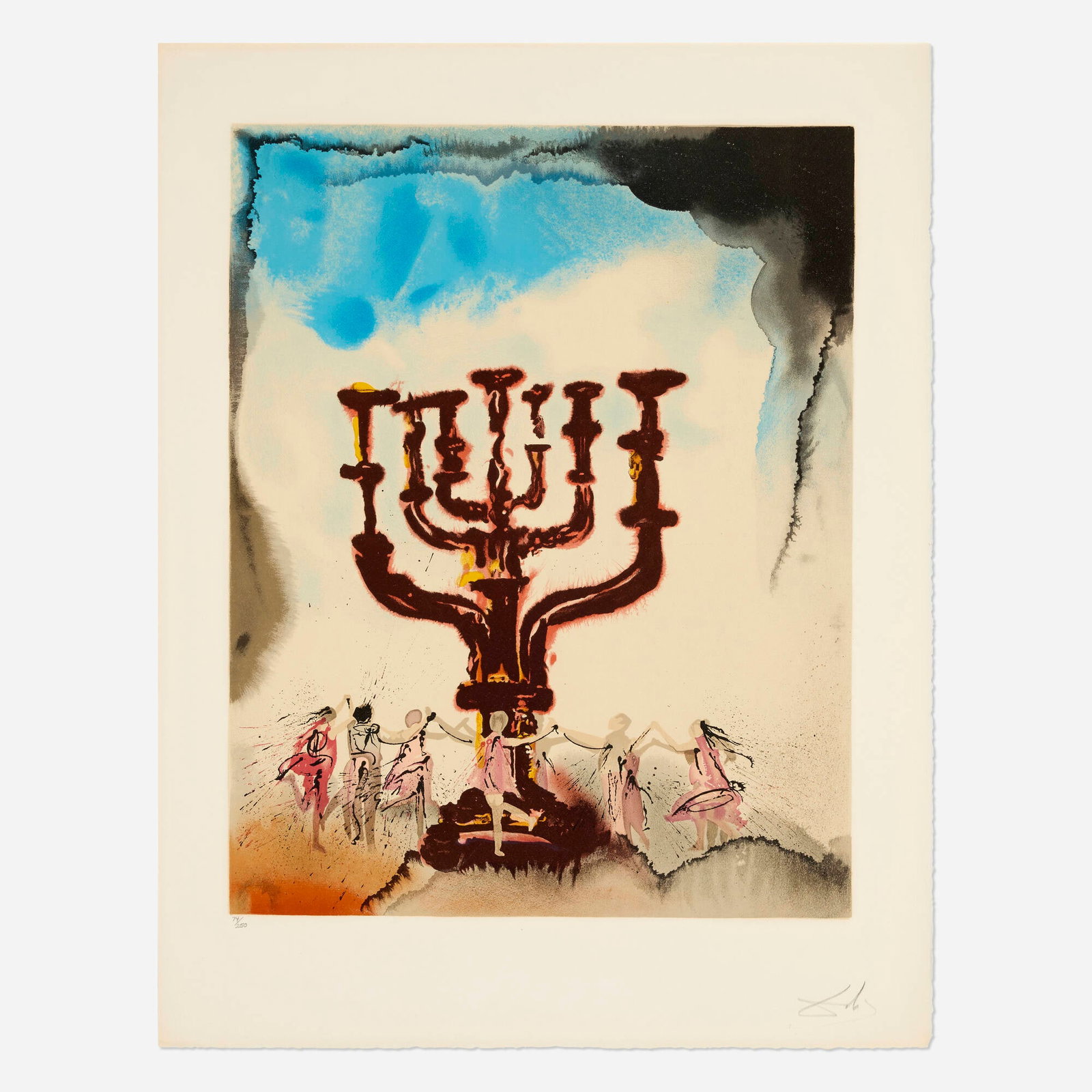 Salvador Dali, Orah Horah (from the Aliyah suite): Salvador Dali Orah Horah (from the Aliyah suite) 1968 lithograph in colors on Arches image: 21 h x 16.75 w in (53 x 43 cm) sheet: 25.375 h x 19.5 w in (64 x 50 cm) Signed and numbered to low