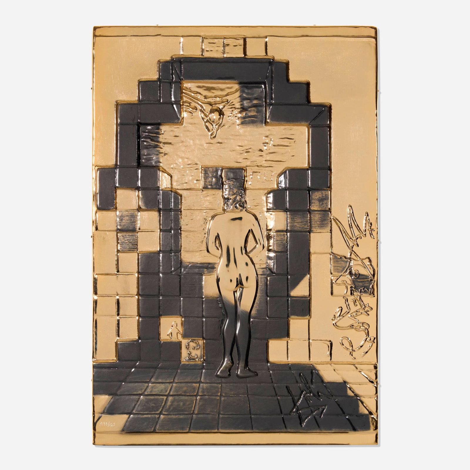 Salvador Dali, Lincoln in Dalivision: Salvador Dali Lincoln in Dalivision 1979 gold bas-relief 28.25 h x 19.25 w x 0.75 d in (72 x 49 x 2 cm) Incised number to lower right 'M 98/125'. Cast signature to lower right 'D