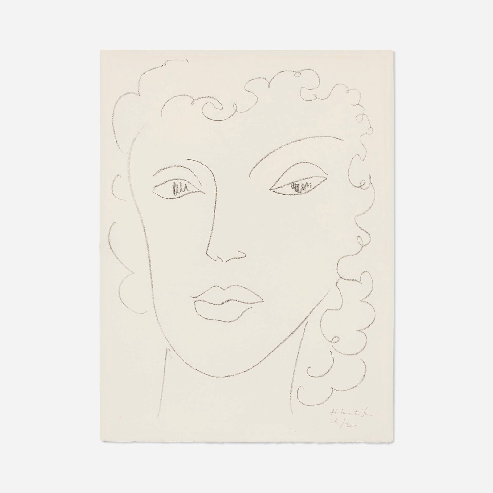 Henri Matisse, Haitienne: Henri Matisse Haitienne 1945 lithograph on BFK Rives image: 14.25 h x 10.75 w in (36 x 27 cm) sheet: 15.75 h x 11.825 w in (40 x 30 cm) Signed to lower right 'H Matisse 26/200'. This work