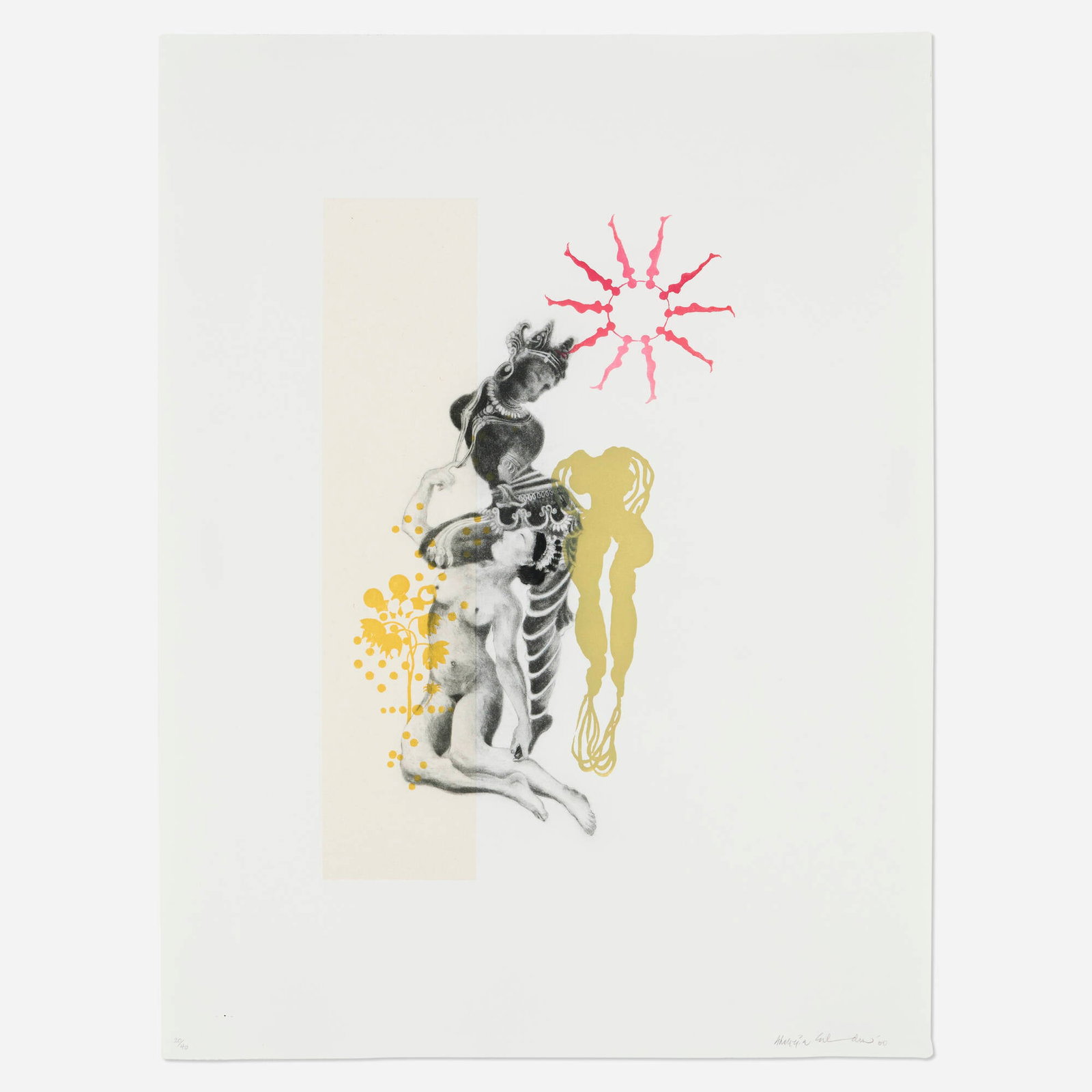 Shahzia Sikander, Maligned Monster II: Shahzia Sikander Maligned Monster II 2000 aquatint in colors with sugar lift spit bite and drypoint with Chine-colle on Somerset textured image: 20 h x 12.875 w in (51 x 33 cm) sheet: 30 h x 22.5 w