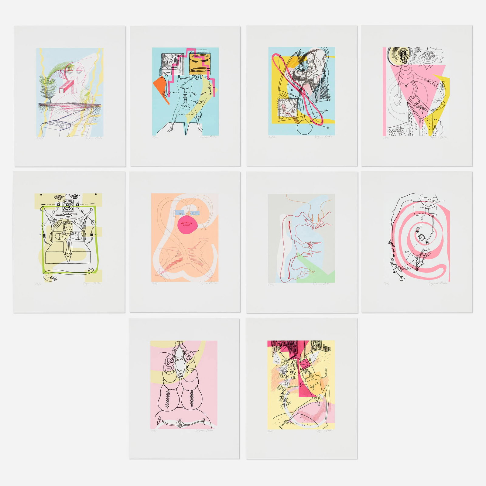 Sigmar Polke, Ten works from the Vollmond im Widder portfolio: Sigmar Polke Ten works from the Vollmond im Widder portfolio 2004 lithograph in colors image (each): 10.875 h x 8.125 w in (28 x 21 cm) sheet (each): 17.375 h x 13.625 w in (44 x 35 cm) Signed and