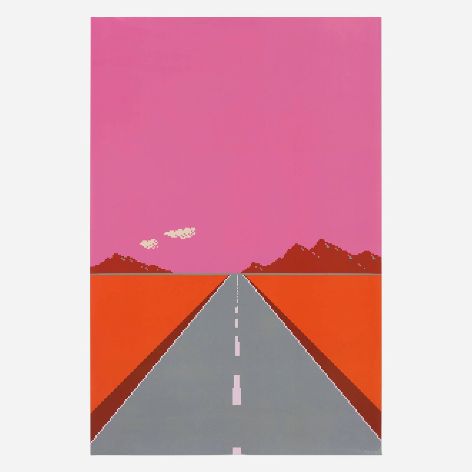 Cory Arcangel, F1 Racer Mod (aka Japanese Driving Game): Cory Arcangel F1 Racer Mod (aka Japanese Driving Game) 2004 offset lithograph in colors 36 h x 24 w in (91 x 61 cm) Signed to lower right 'Cory Arcangel'. This work is from the edition of