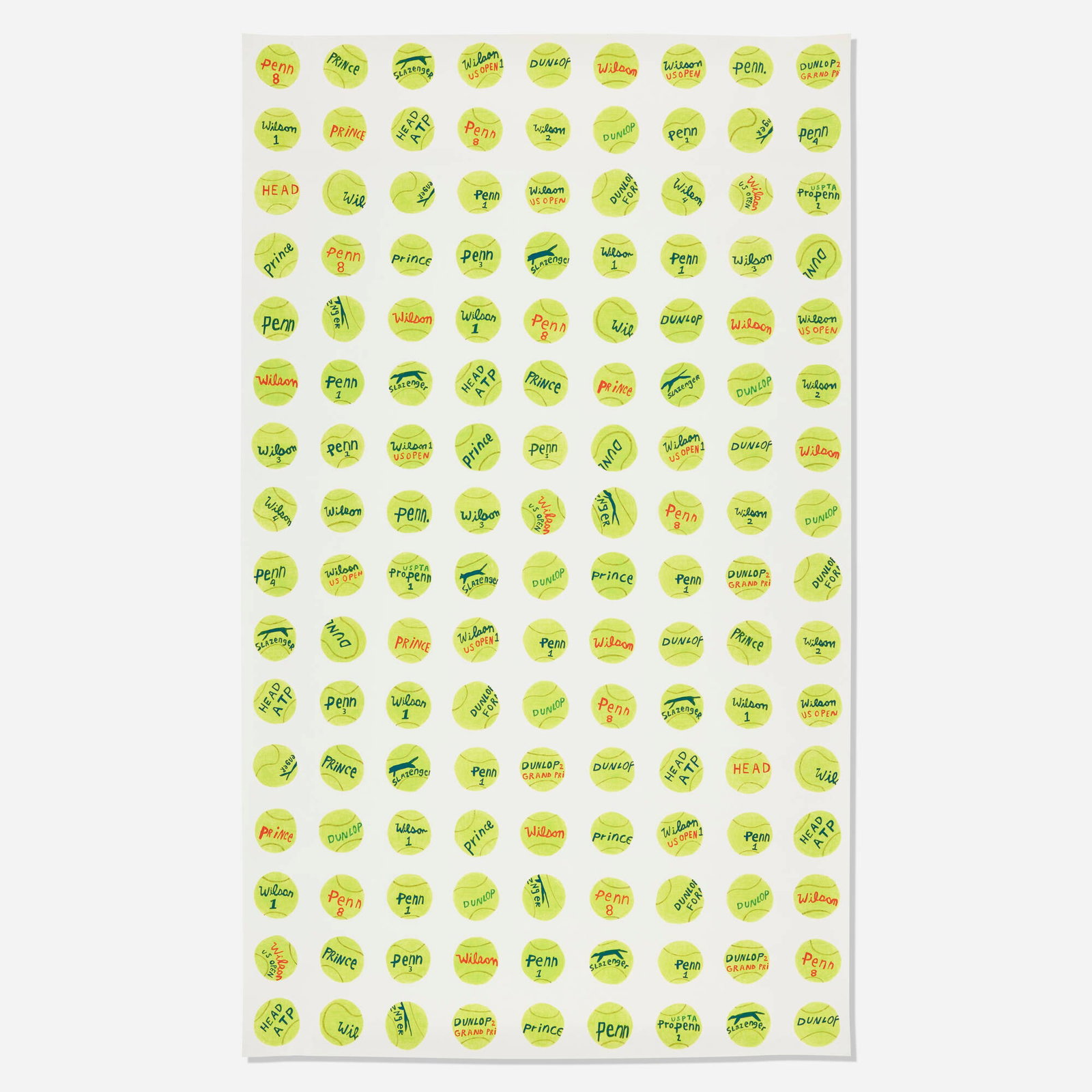 Jonas Wood, Tennis Ball Wallpaper (Sealed Full Sheet: 144 Tennis Balls) (1 of 3)