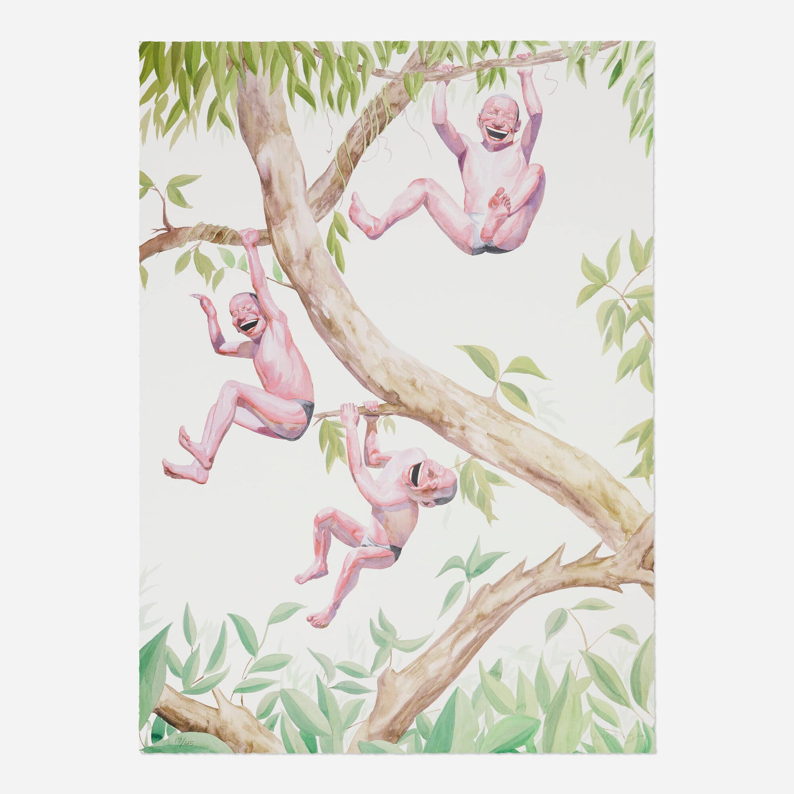 Yue Minjun, Untitled (Smile-ism No. 5): Yue Minjun Untitled (Smile-ism No. 5) 2006 lithograph in colors 43.375 h x 31.25 w in (110 x 79 cm) Signed and dated to lower edge '17/45 Yue Minjun'. This work is number 17 from the
