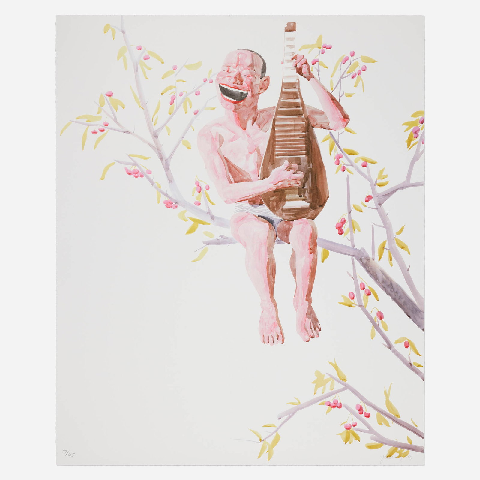 Yue Minjun, Untitled (Smile-ism No. 12): Yue Minjun Untitled (Smile-ism No. 12) 2006 lithograph in colors 43.375 h x 35.5 w in (110 x 90 cm) Signed and numbered to lower edge '17/45 Yue Minjun'. This work is number 17 from the