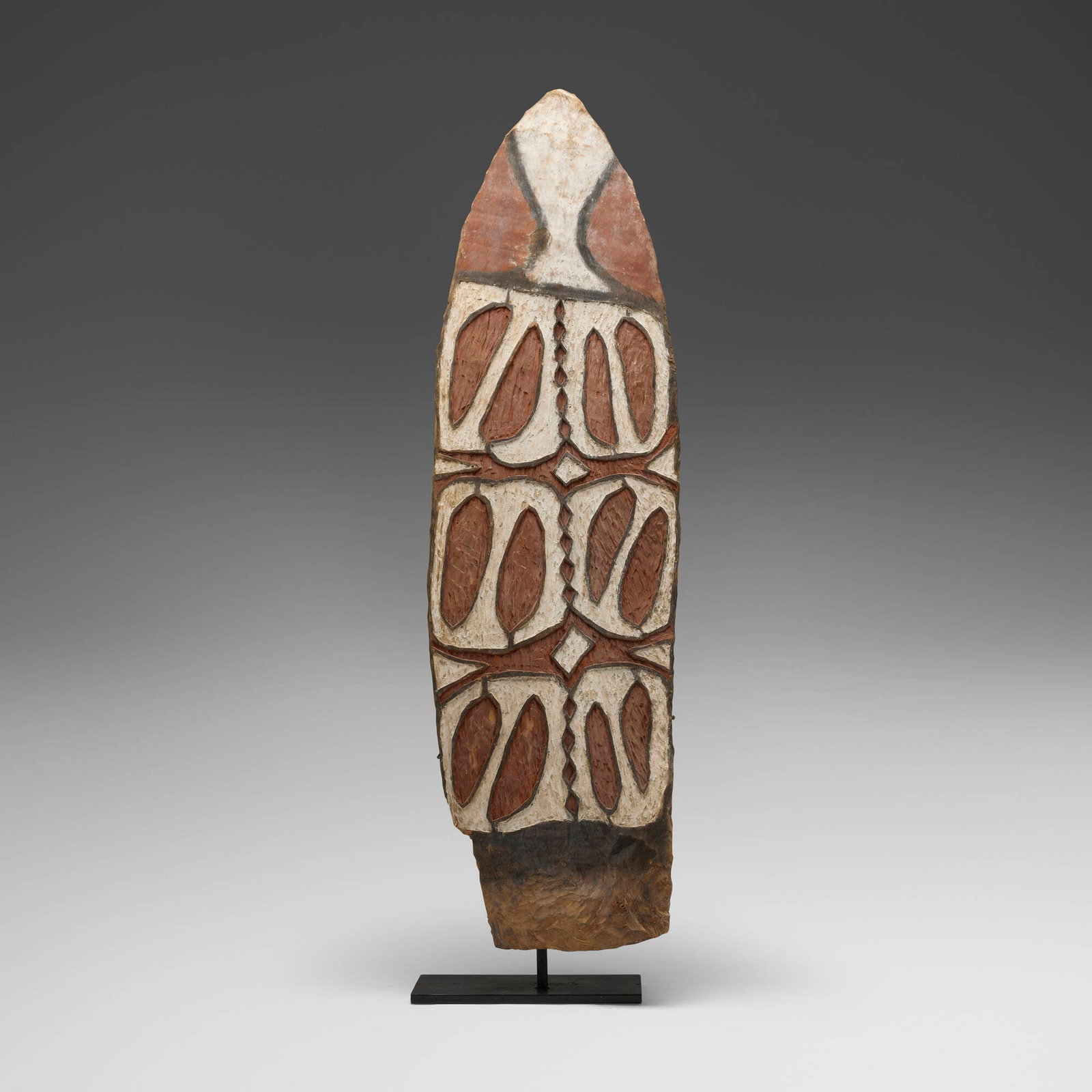 Asmat, Shield: Asmat Shield New Guinea, 20th century carved wood, pigment 73 h x 22 w x 12 d in (185 x 56 x 30 cm) Provenance: Joseph G. Gerena, New York | Private Collection