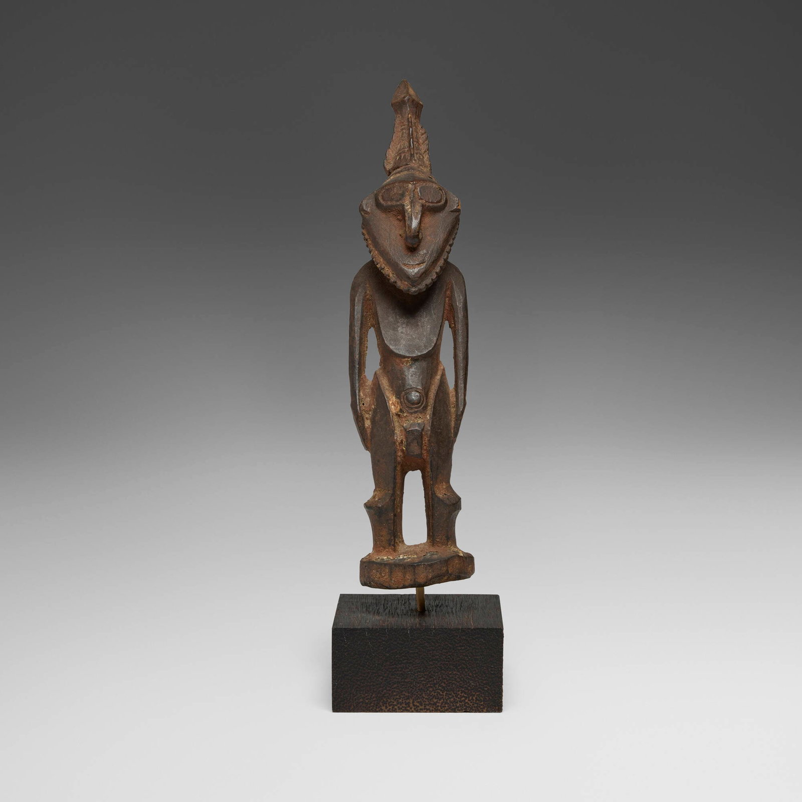 Murik Lakes, Ancestor figure: Murik Lakes Ancestor figure East Sepik Province, Papua New Guinea, 20th century carved wood with encrustation 12.75 h x 3 w x 2.5 d in (32 x 8 x 6 cm) This work will ship from Chicago, Illinois.