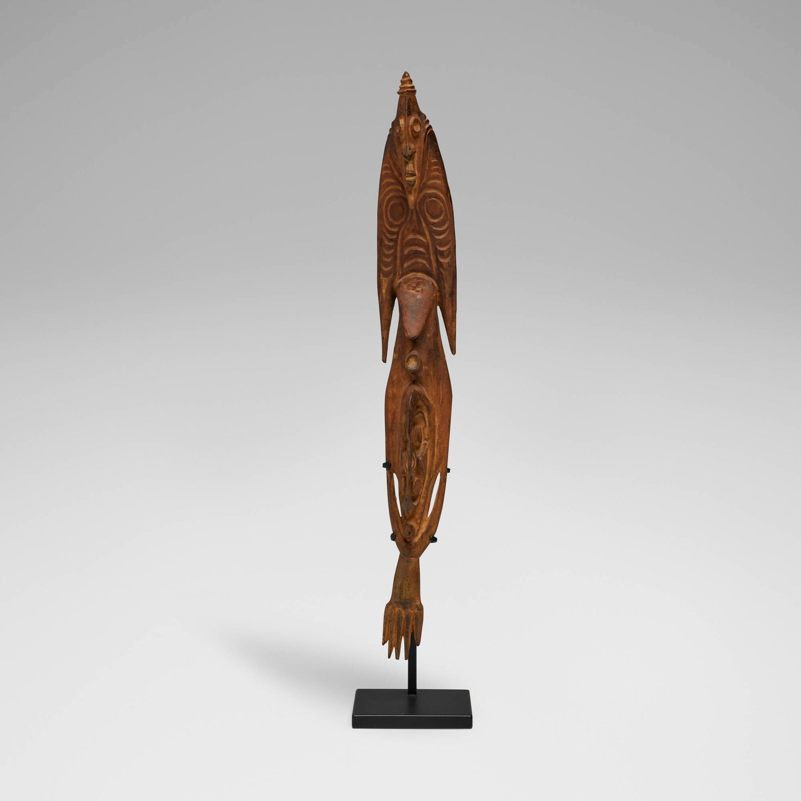 Lower Yuat River, Fish: Lower Yuat River Fish East Sepik Province, Papua New Guinea, 20th century carved wood, pigment 16 h x 2.25 w x 2.25 d in (41 x 6 x 6 cm) This remarkable carving is understood to represent a stylized
