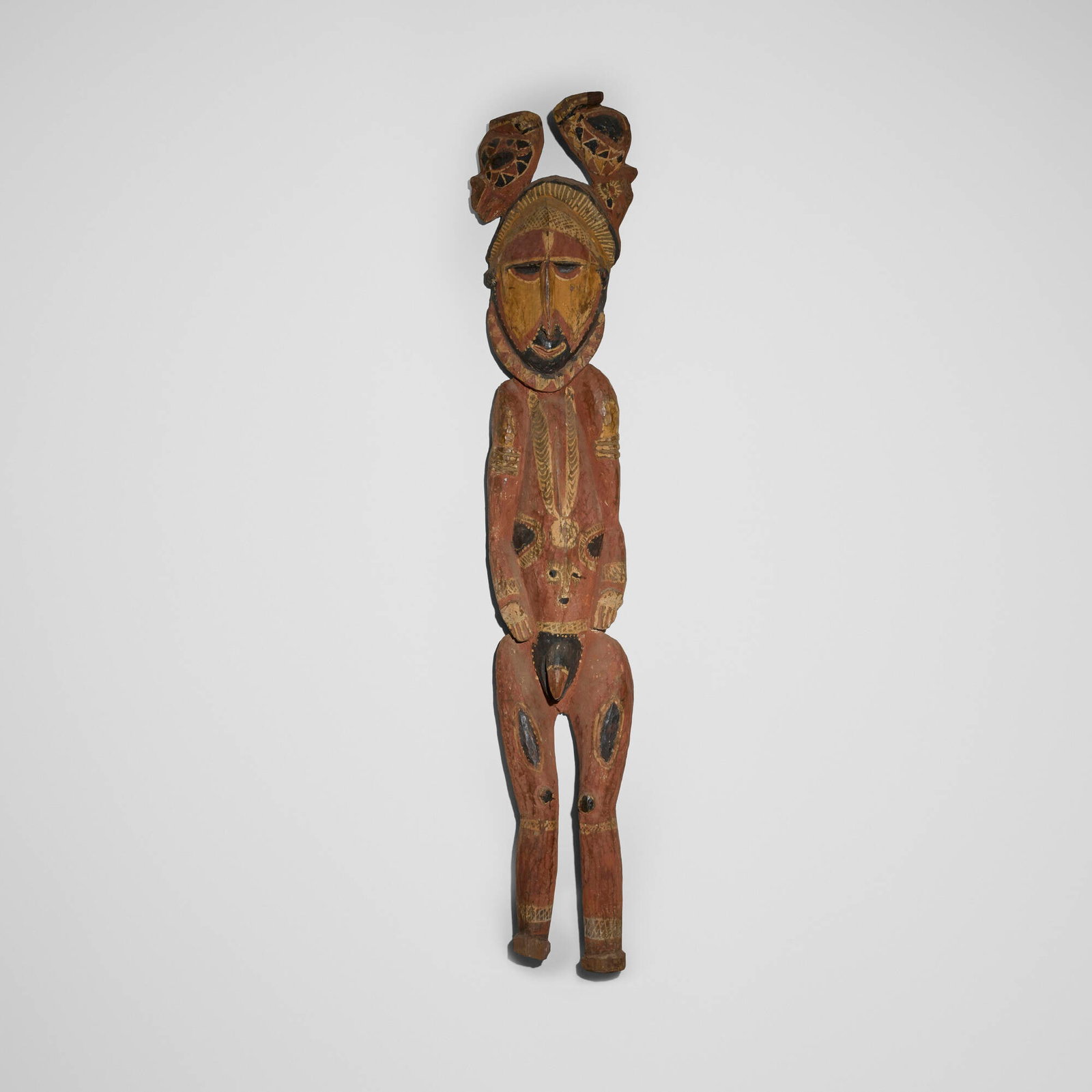 Abelam, Ancestor figure: Abelam Ancestor figure New Guinea, 20th century carved wood, pigments 73.5 h x 14 w x 5 d in (187 x 36 x 13 cm) Provenance: The Vincent Price Collection of Fine Art at Sears, Roebuck and Co. |