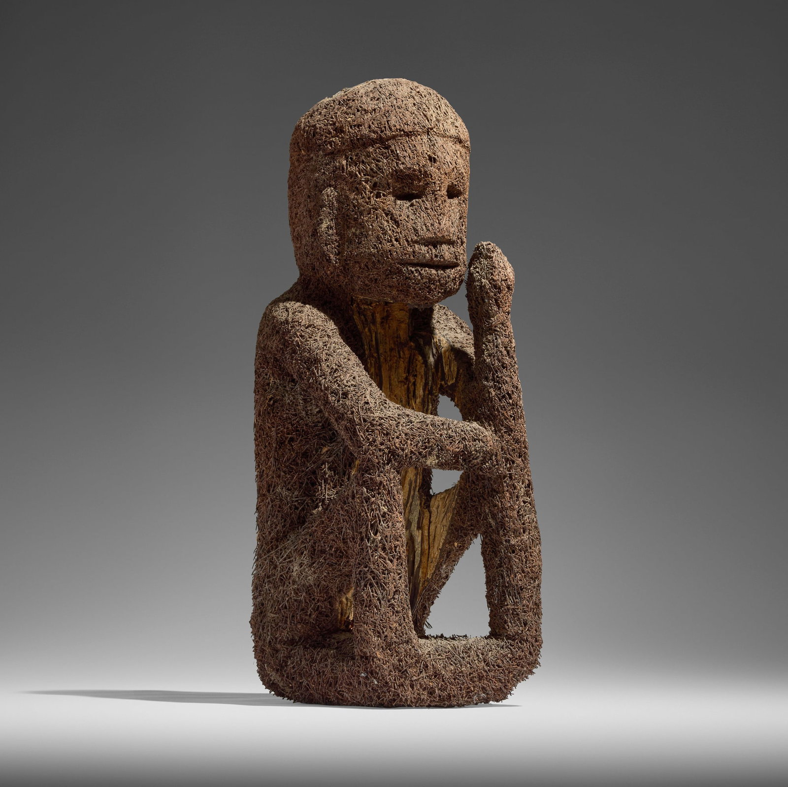 Filipino, Bulul figure: Filipino Bulul figure 20th century fernwood, clay 23.5 h x 8.25 w x 10 d in (60 x 21 x 25 cm) This example was acquired in the Philippines by a member of the production team during the filming of