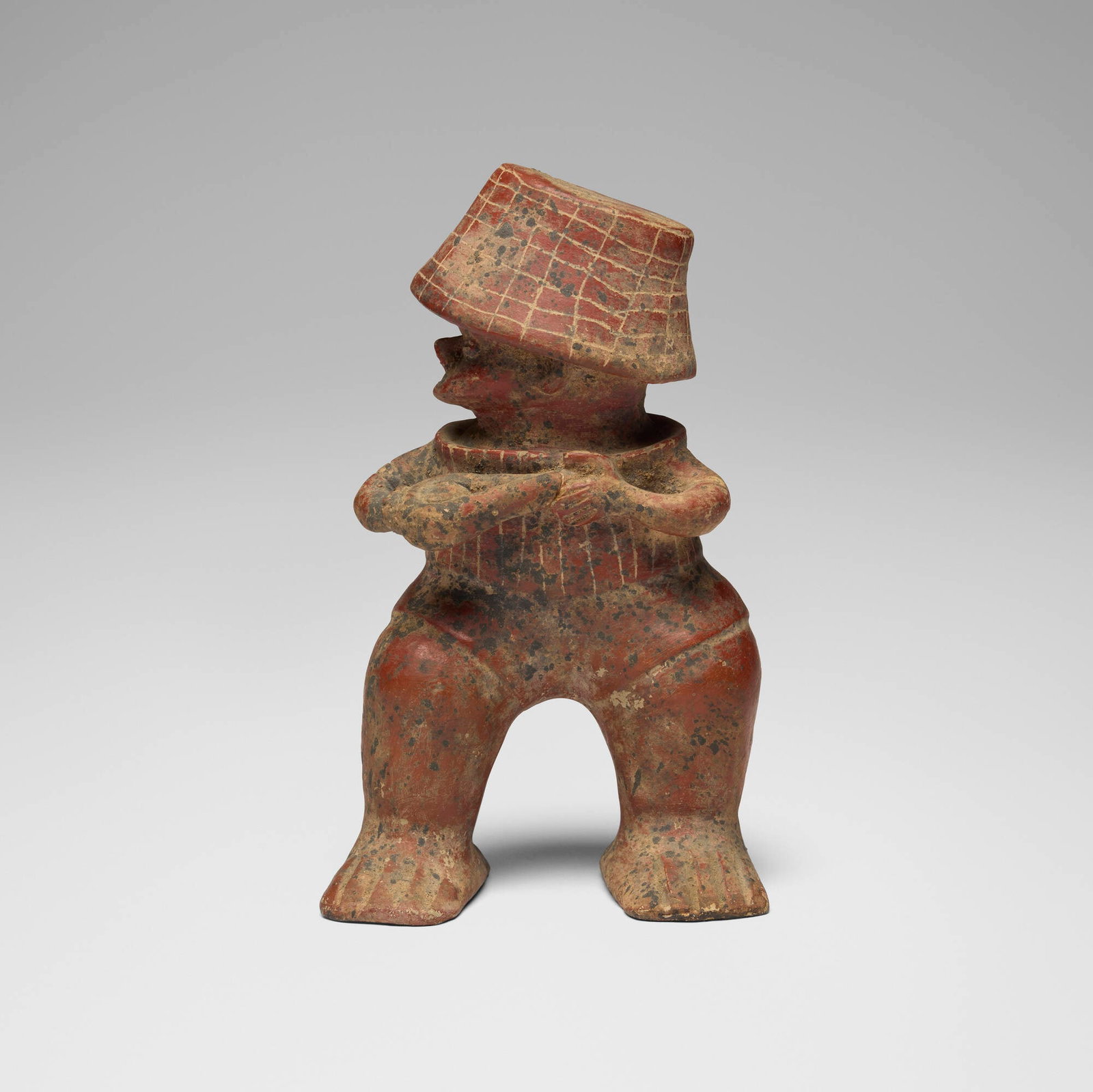 Nayarit, Standing musician: Nayarit Standing musician Mexico, Protoclassic, c. 100 BCE-250 CE earthenware 8.5 h x 5.125 w x 3 d in (22 x 13 x 8 cm) Provenance: Estate of Paul A. Cohen, Massachusetts This work will ship from