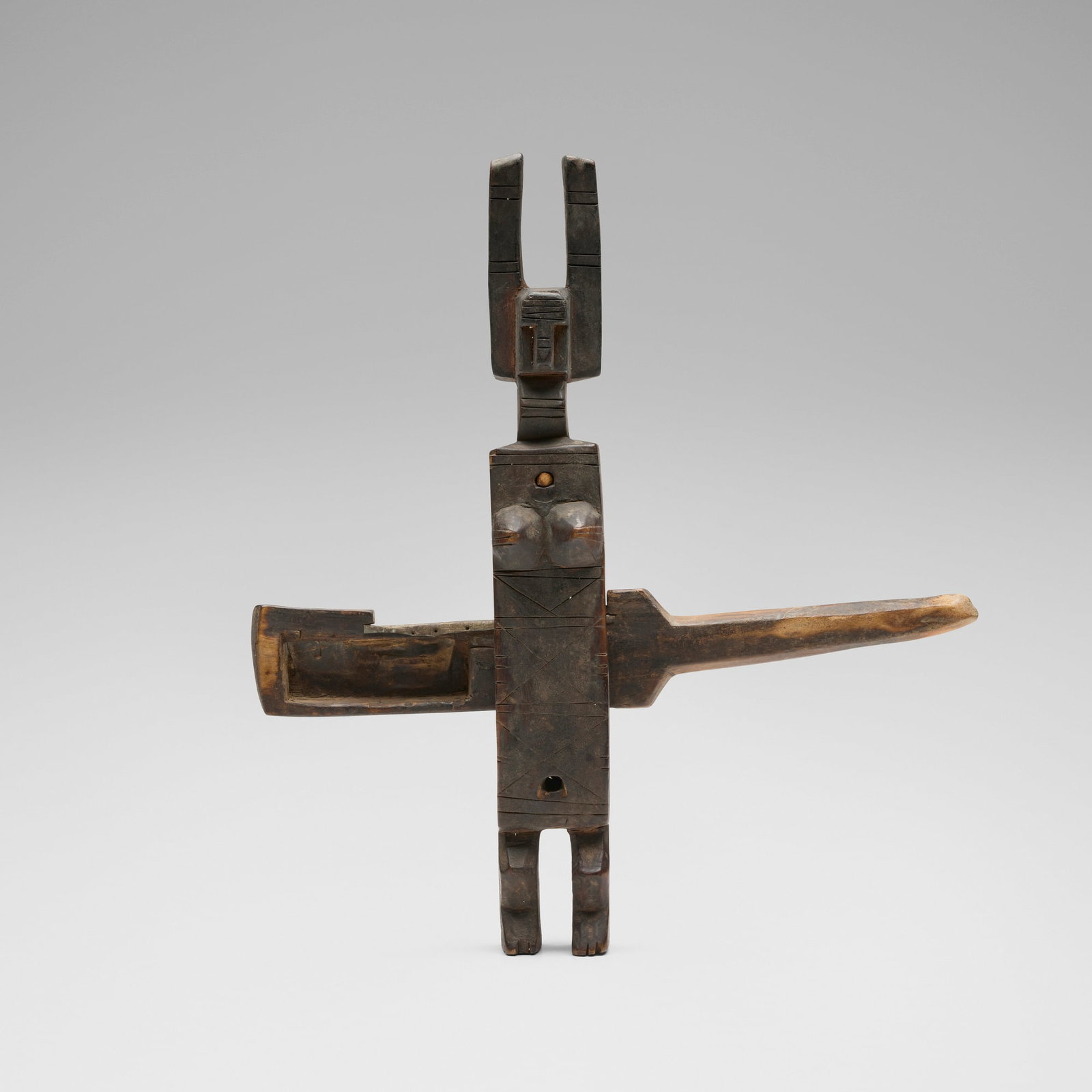 Bamana, Door lock: Bamana Door lock Mali, 20th century carved wood 19 h x 17.5 w x 3.5 d in (48 x 44 x 9 cm) This work will ship from Chicago, Illinois.