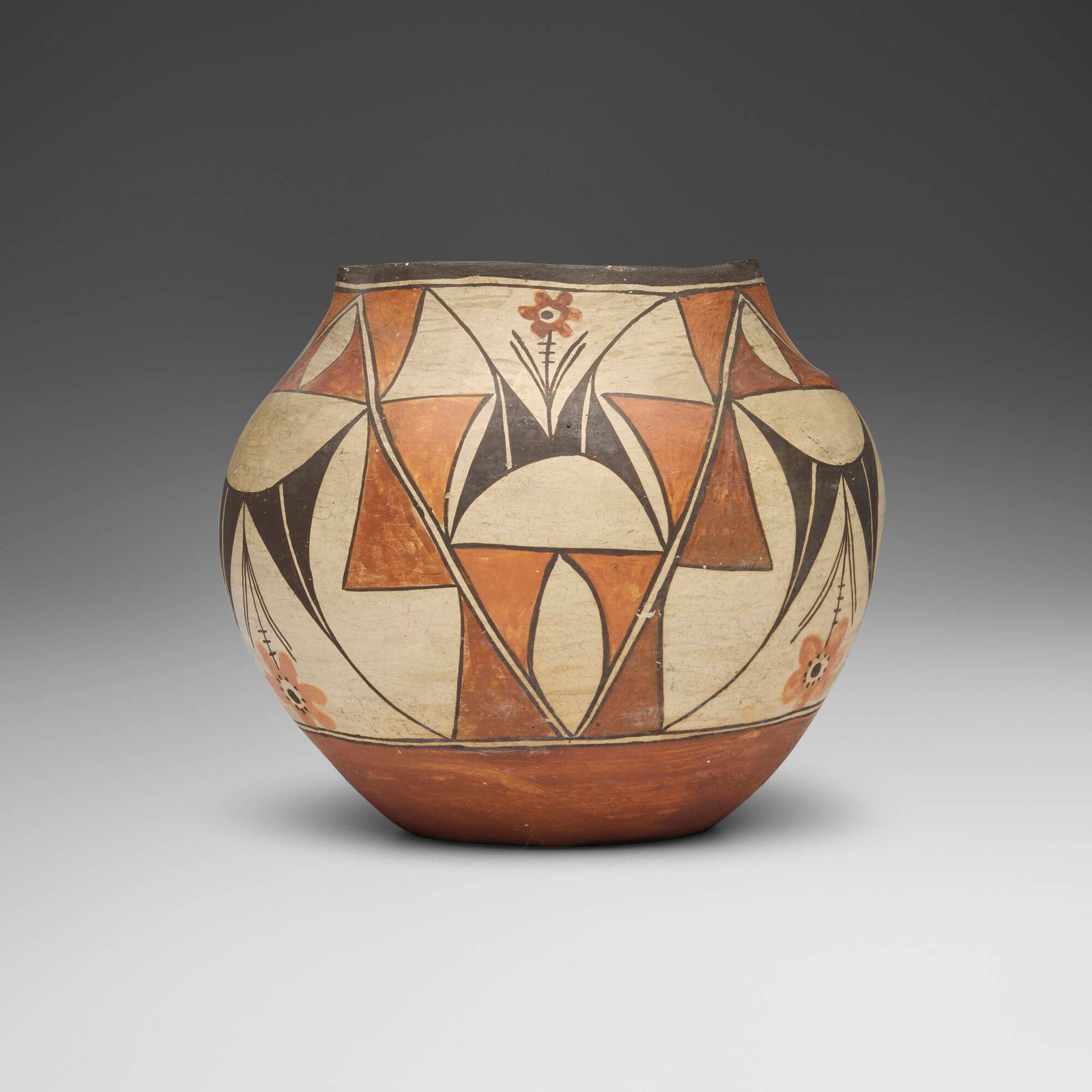 Acoma Pueblo, Polychrome olla with flowers (1 of 2)