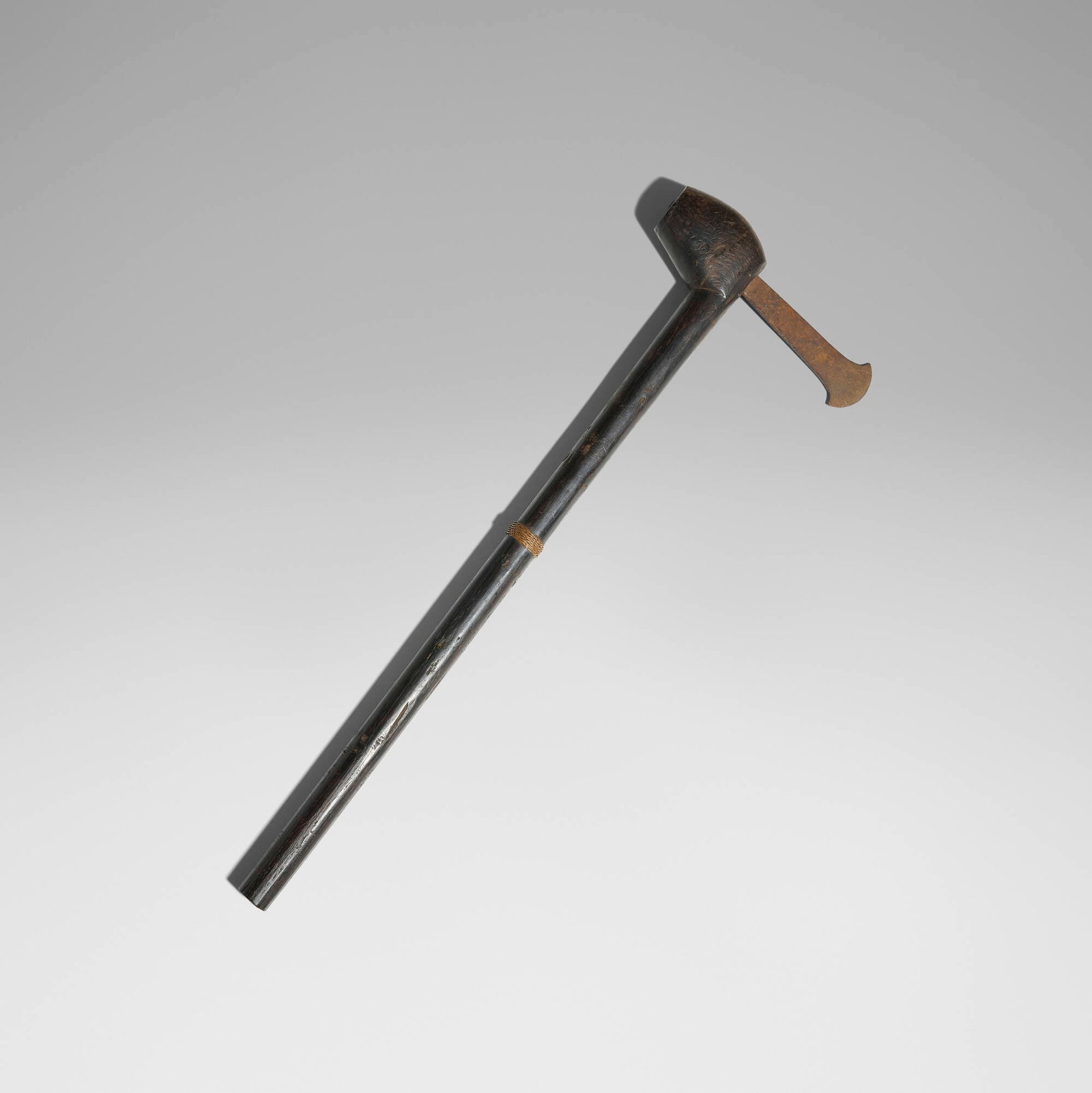 Shona, Ceremonial axe: Shona Ceremonial axe Zimbabwe, late 19th/early 20th century carved wood, iron, brass 22.5 h x 7.5 w x 1.5 d in (57 x 19 x 4 cm) Provenance: Peter Miller, Cape Town | Lionel Finneran, South Africa |