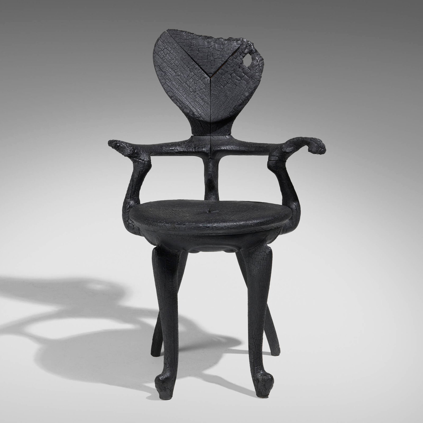 Maarten Baas, Calvet armchair from the Where There's Smoke series: Maarten Baas Calvet armchair from the Where There's Smoke series The Netherlands, 2004 charred oak, epoxy resin 37.5 h x 24 w x 21.5 d in (95 x 61 x 55 cm) To create the present work, Maarten Baas
