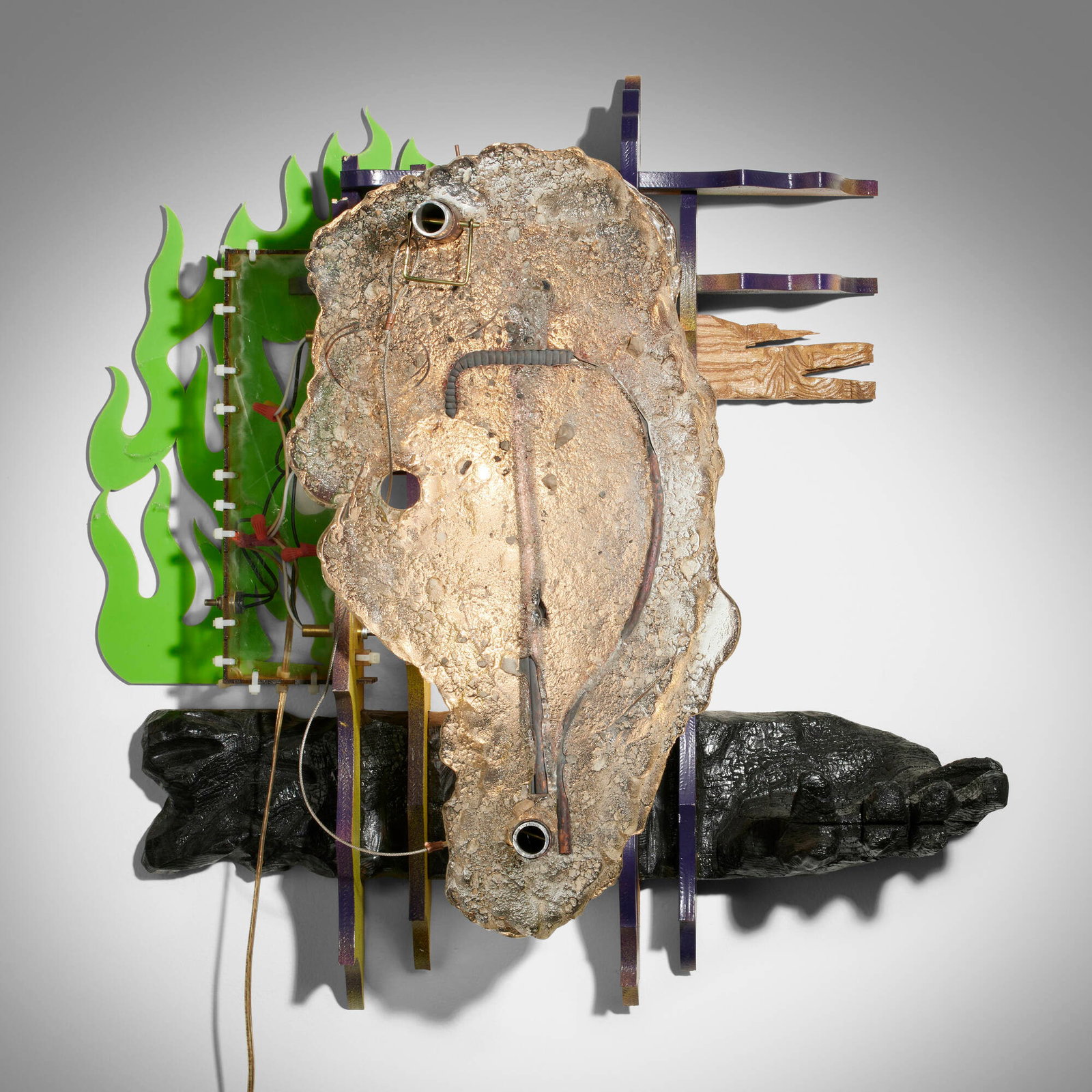 Toomas Toomepuu, Burnt in Time: Toomas Toomepuu Burnt in Time 2021 glass, copper, aluminum, plywood, enamel, acrylic 30 h x 28 w x 11 d in (76 x 71 x 28 cm) Provenance: Private Collection This work will ship from Lambertville, New