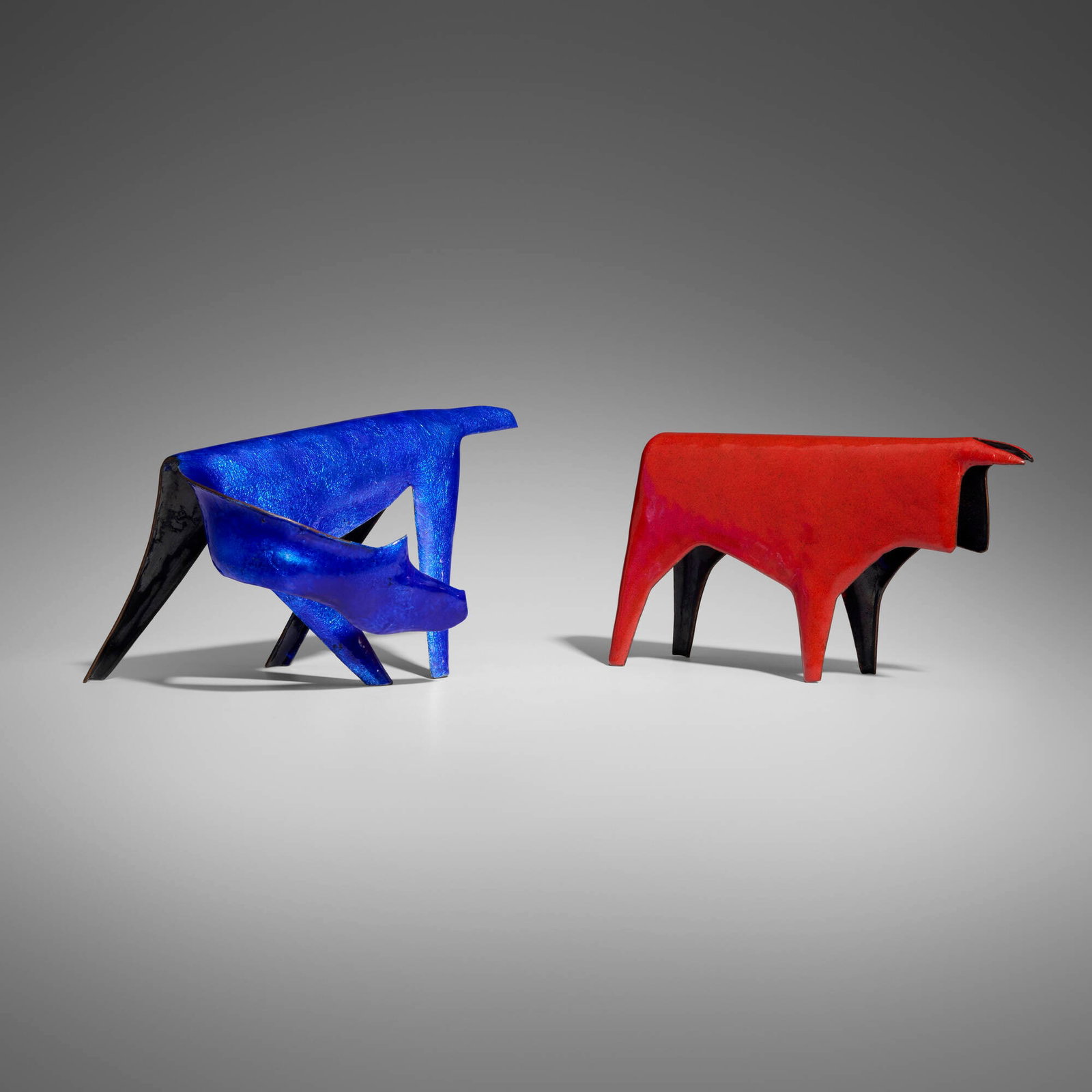 Gio Ponti and Paolo De Poli, Toro and Cavallo: Gio Ponti and Paolo De Poli Toro and Cavallo Italy, 1956 enameled copper 6.25 h x 10.75 w x 7.5 d in (16 x 27 x 19 cm) 5.5 h x 10.5 w x 2.75 d in (14 x 27 x 7 cm) Incised signature to each example