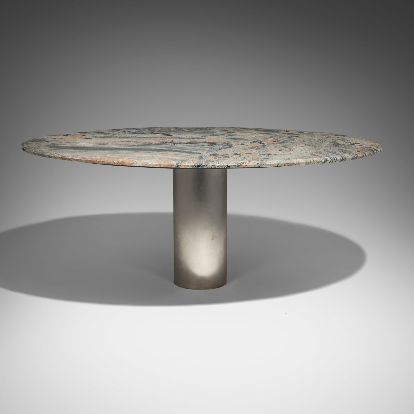 Ron Krueck and Mark Sexton, Dining table from the Brick and Glass House, Chicago: Ron Krueck and Mark Sexton Dining table from the Brick and Glass House, Chicago USA, 1996 granite, stainless steel, painted wood 28.75 h x 70 dia in (73 x 178 cm) Provenance: Brick and Glass House,