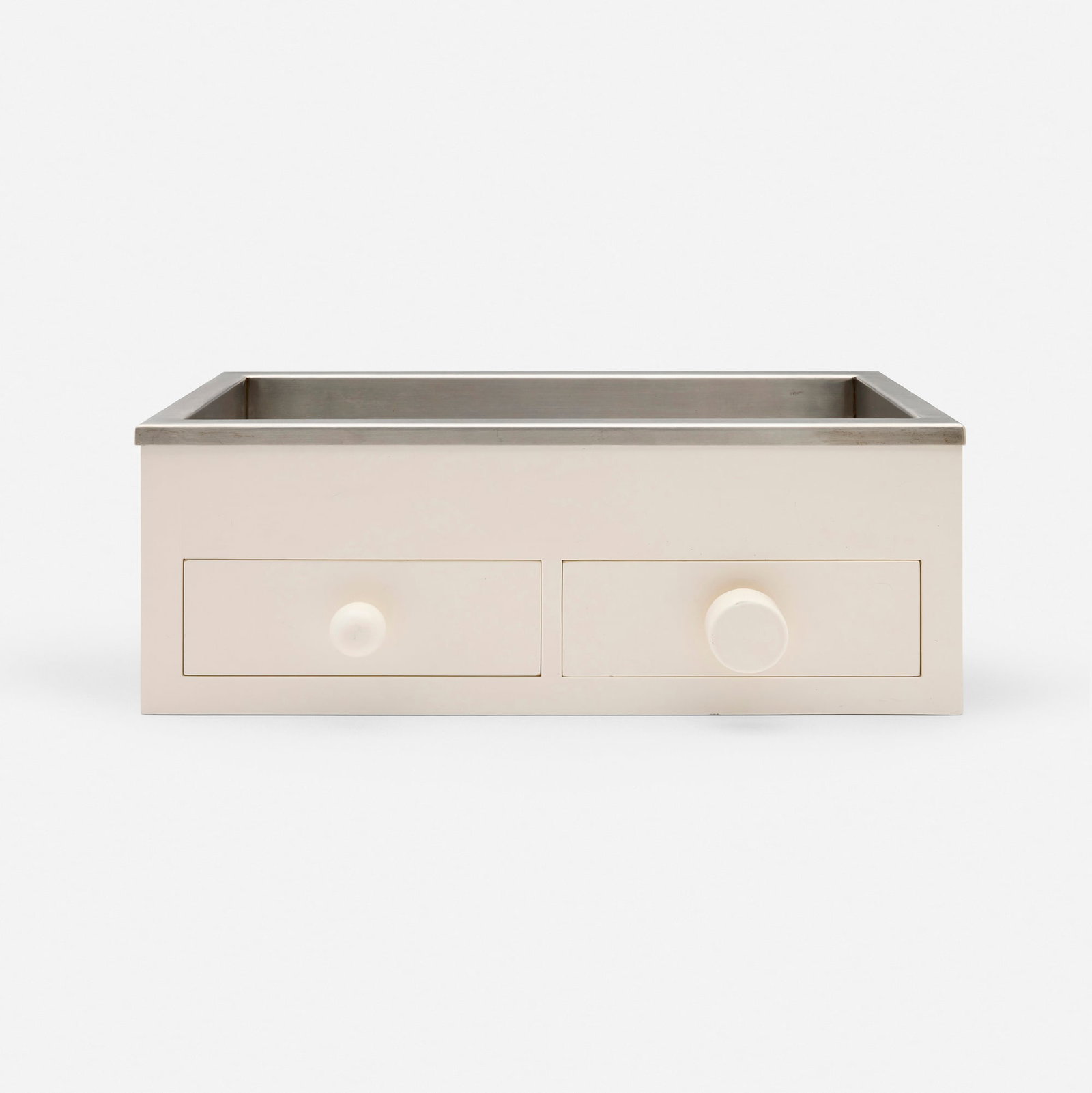 Roy McMakin, Breadbox: Roy McMakin Breadbox Domestic Furniture Co. USA, 21st century lacquered maple, stainless steel 7.625 h x 20.125 w x 11.75 d in (19 x 51 x 30 cm) Breadbox features a stainless steel insert and a two