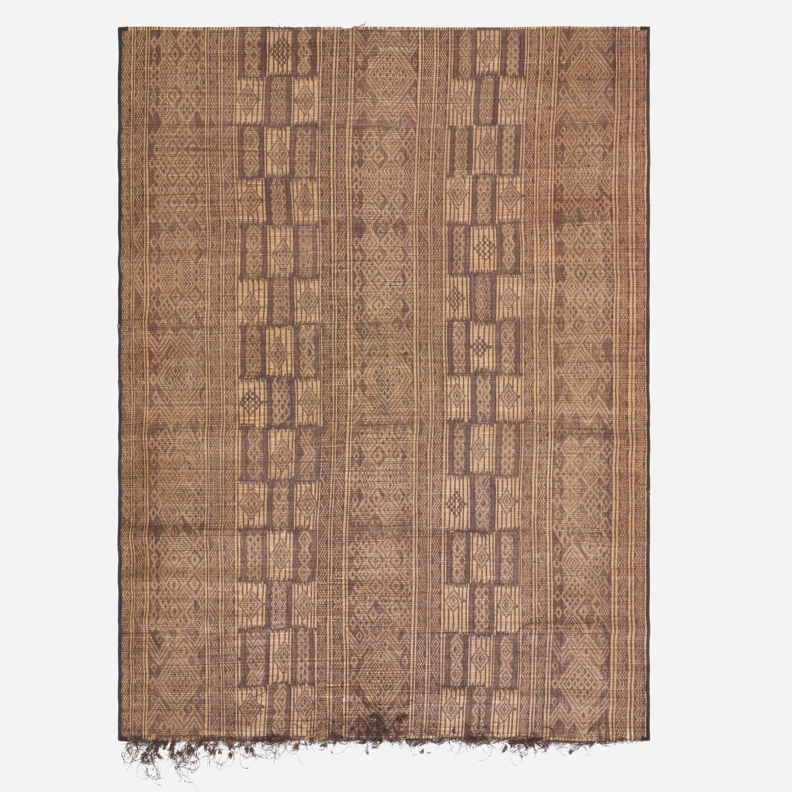 Moroccan, Tuareg carpet: Moroccan Tuareg carpet c. 1960 hand-knotted reed and leather 90 w x 122 l in (229 x 310 cm) This work will ship from Lambertville, New Jersey.