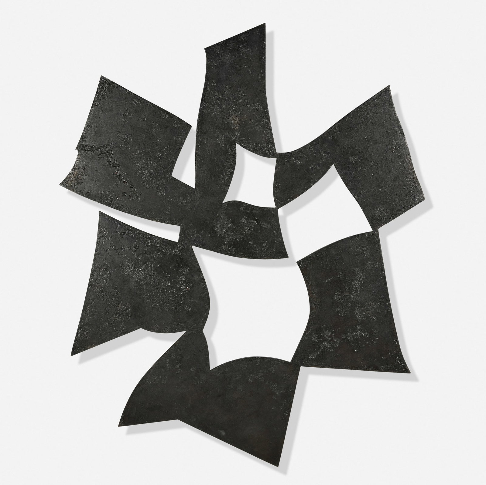 Pierre Sabatier, Ombres I (wall sculpture): Pierre Sabatier Ombres I (wall sculpture) c. 1960 patinated steel 36.5 h x 32 w x 2.25 d in (93 x 81 x 6 cm) Provenance: Magen H Gallery, New York | Private Collection This work will ship from