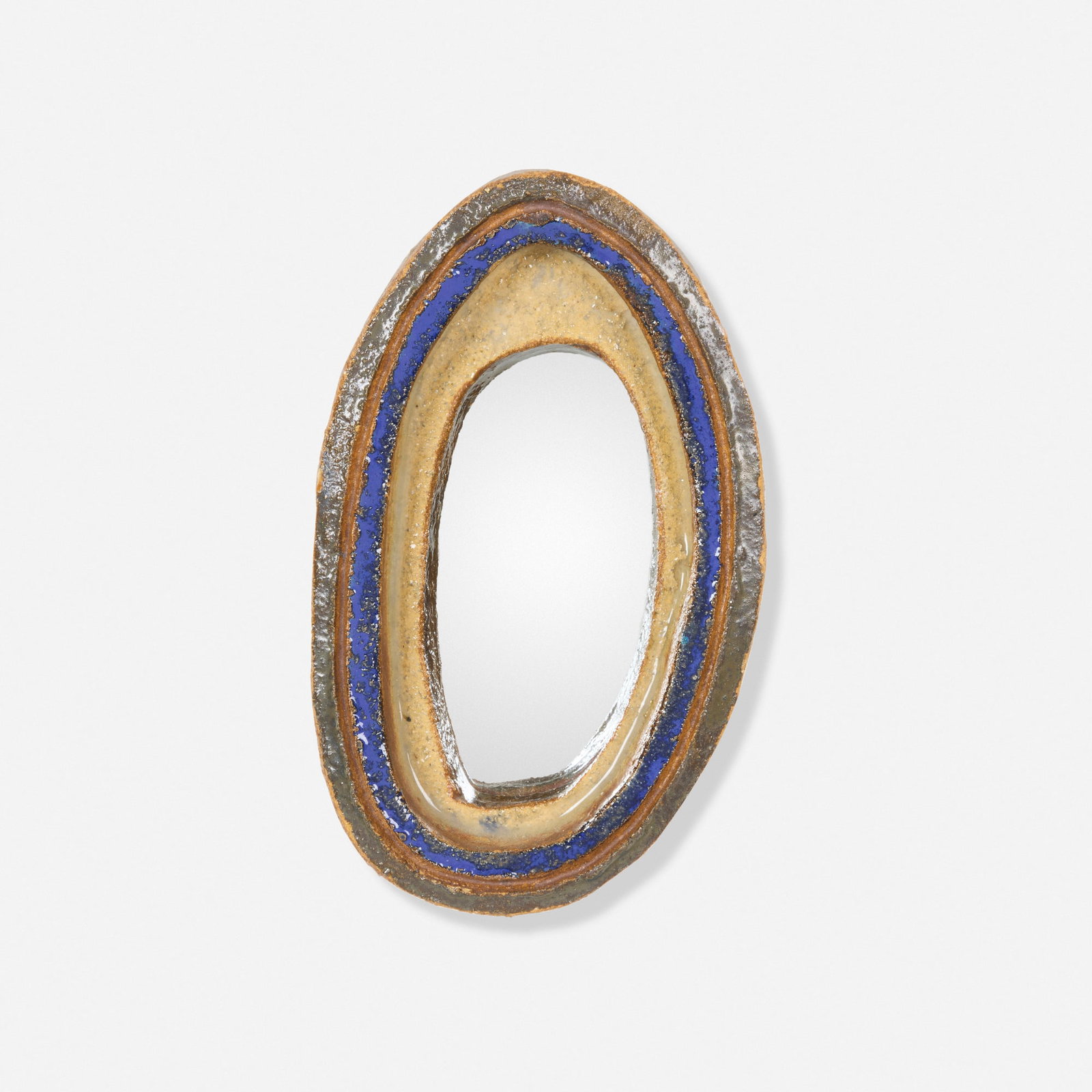 Les Argonautes, Wall mirror: Les Argonautes Wall mirror France, c. 1960 glazed earthenware, mirror 7.5 h x 4.5 w x 2 d in (19 x 11 x 5 cm) Incised to reverse 'Les Argonautes'. Provenance: Magen H Gallery, New York |