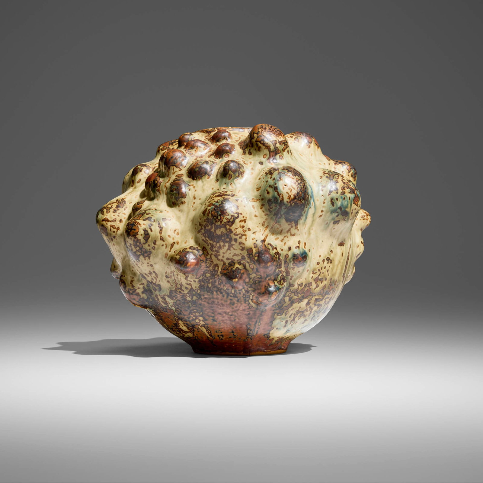 Axel Salto, Sprouting vase: Axel Salto Sprouting vase Royal Copenhagen Denmark, 1944 glazed stoneware 8 h x 9.5 dia in (20 x 24 cm) Incised signature and glazed three line wave mark to underside 'Salto' with stamped