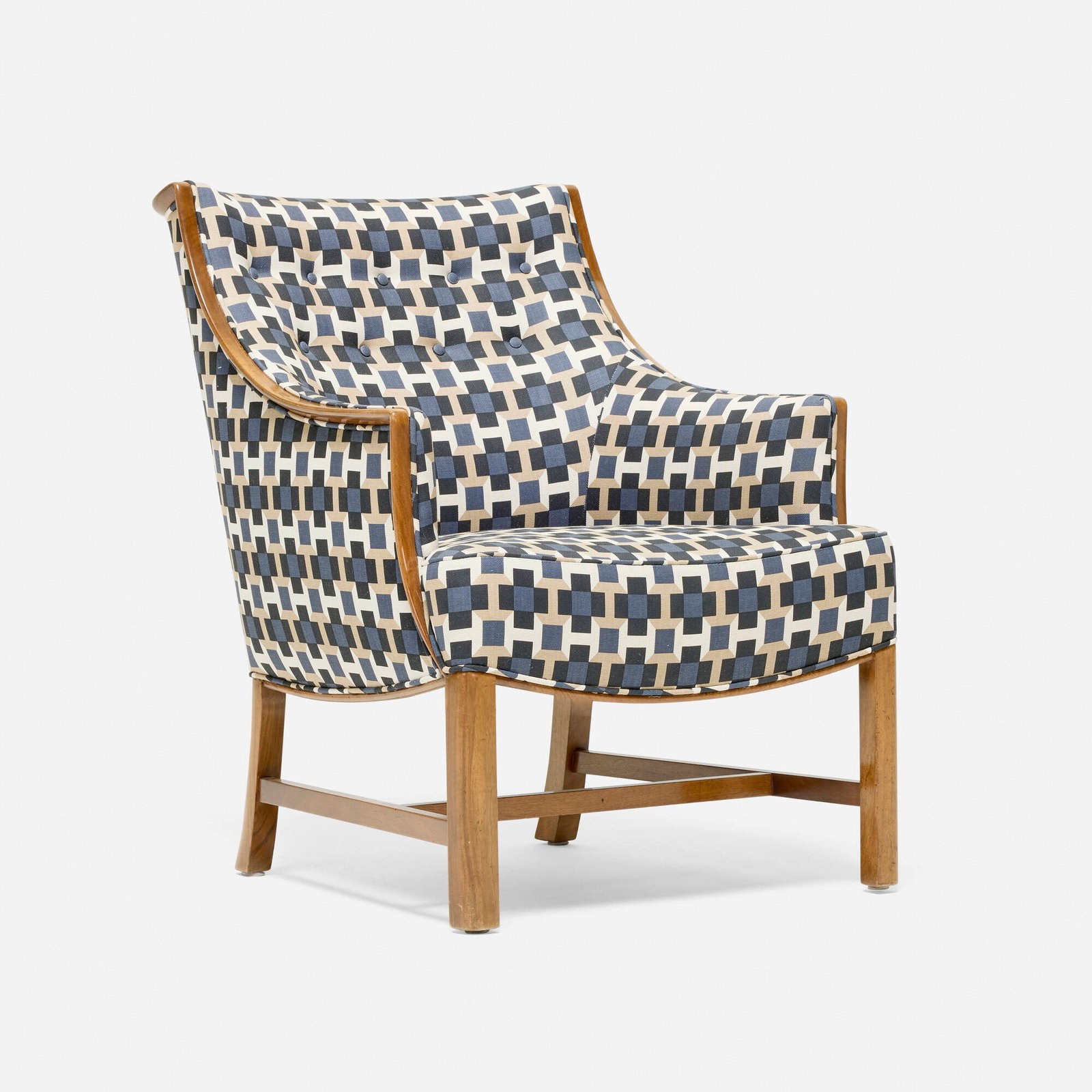 Frits Henningsen, Armchair: Frits Henningsen Armchair Fritz Henningsen Denmark, c. 1935 upholstery, mahogany 32.5 h x 24.5 w x 29 d in (83 x 62 x 74 cm) Provenance: Private Collection This work will ship from Los Angeles,