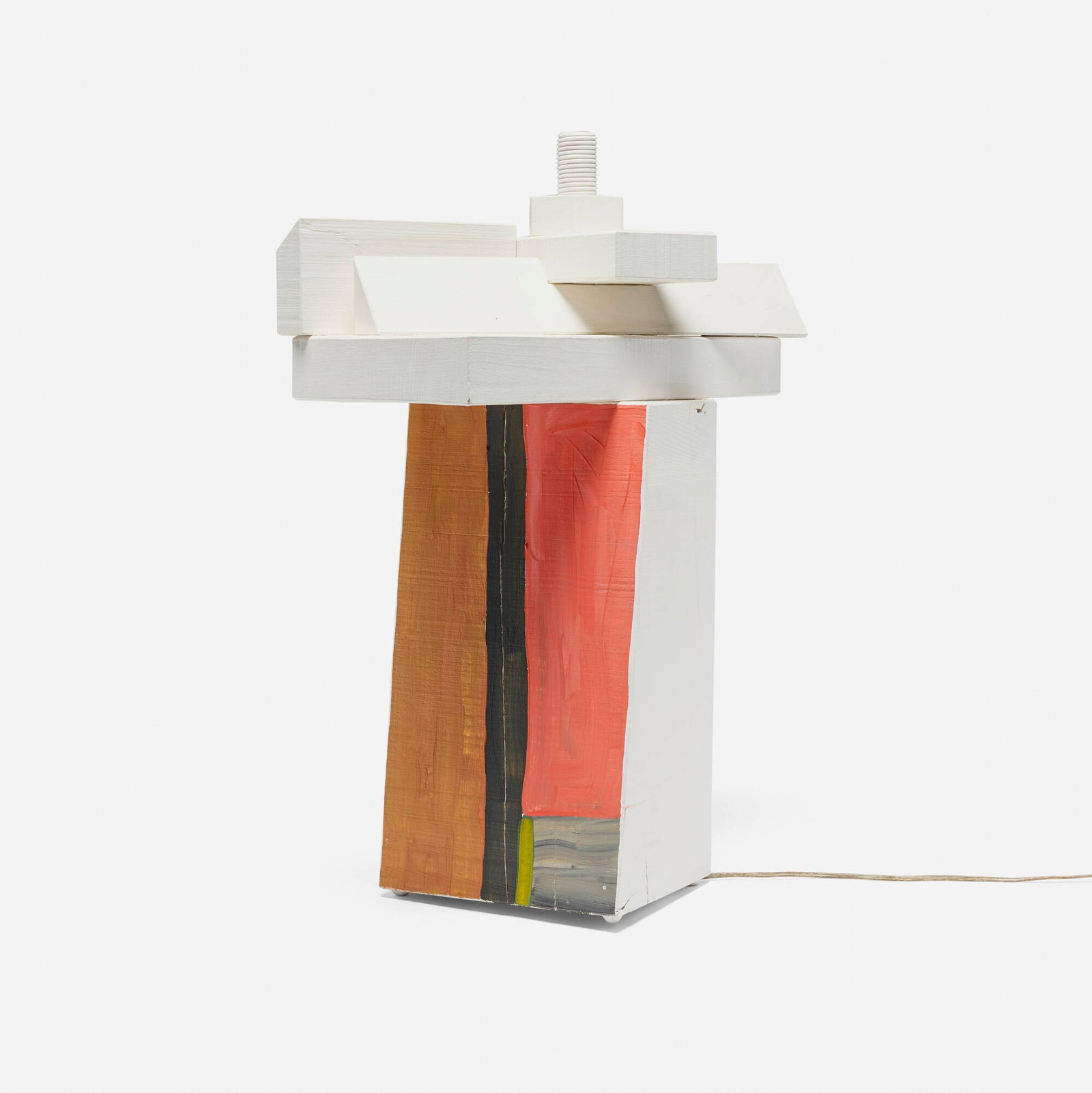Garry Knox Bennett, Table lamp: Garry Knox Bennett Table lamp USA, 2003 painted wood 27.75 h x 10.5 w x 18 d in (70 x 27 x 46 cm) Signed, dated, and inscribed to underside 'In Oakland GKB Anno 03 #800'. Provenance: