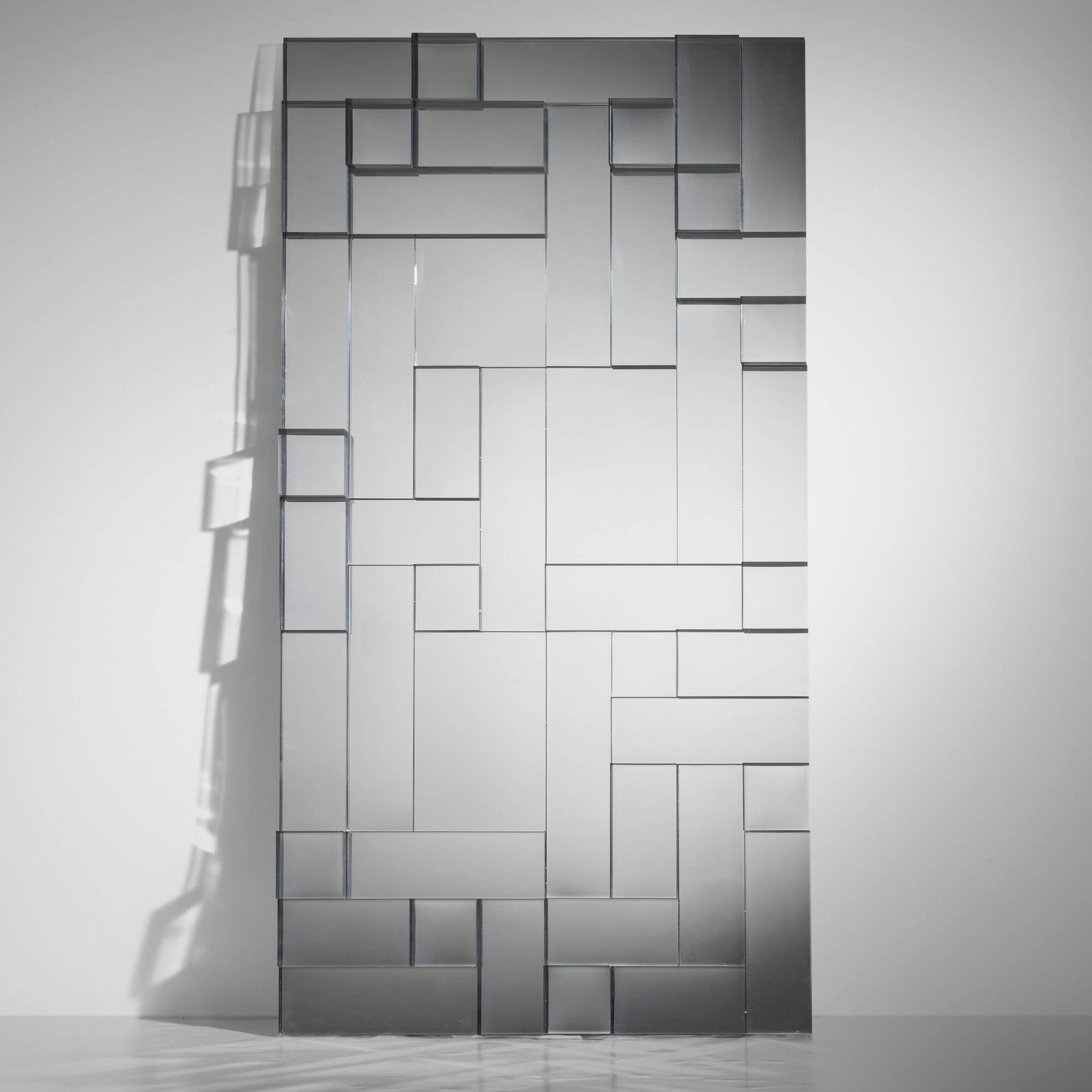Piergiorgio Robino and Stefania Fersini, Primitive Mirror 01: Piergiorgio Robino and Stefania Fersini Primitive Mirror 01 Studio Nucleo Italy, 2015 mirrored glass, epoxy resin 59.25 h x 31.5 w x 3.5 d in (150 x 80 x 9 cm) This work is unique. Provenance: