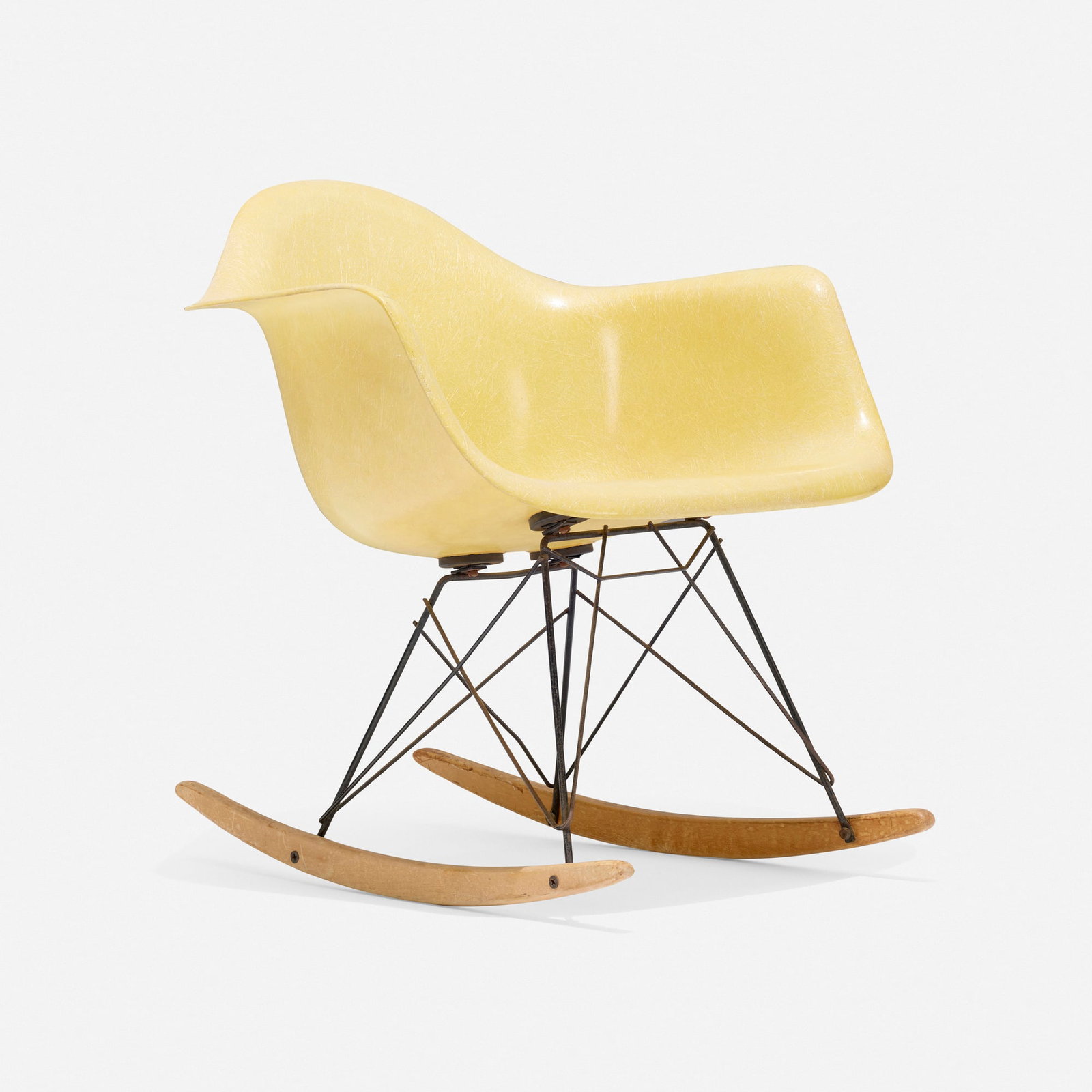 Charles and Ray Eames, Early RAR: Charles and Ray Eames Early RAR Herman Miller/Zenith Plastics USA, 1950 molded fiberglass with rope edge, birch, enameled steel, rubber 25.75 h x 24.75 w x 27.25 d in (65 x 63 x 69 cm) Literature:<