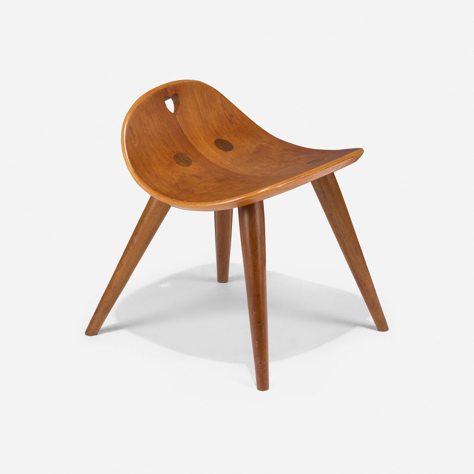 Edward Wormley, Heart stool: Edward Wormley Heart stool Dunbar USA, c. 1955 walnut 19.25 h x 16 w x 18 d in (49 x 41 x 46 cm) This work will ship from Lambertville, New Jersey.