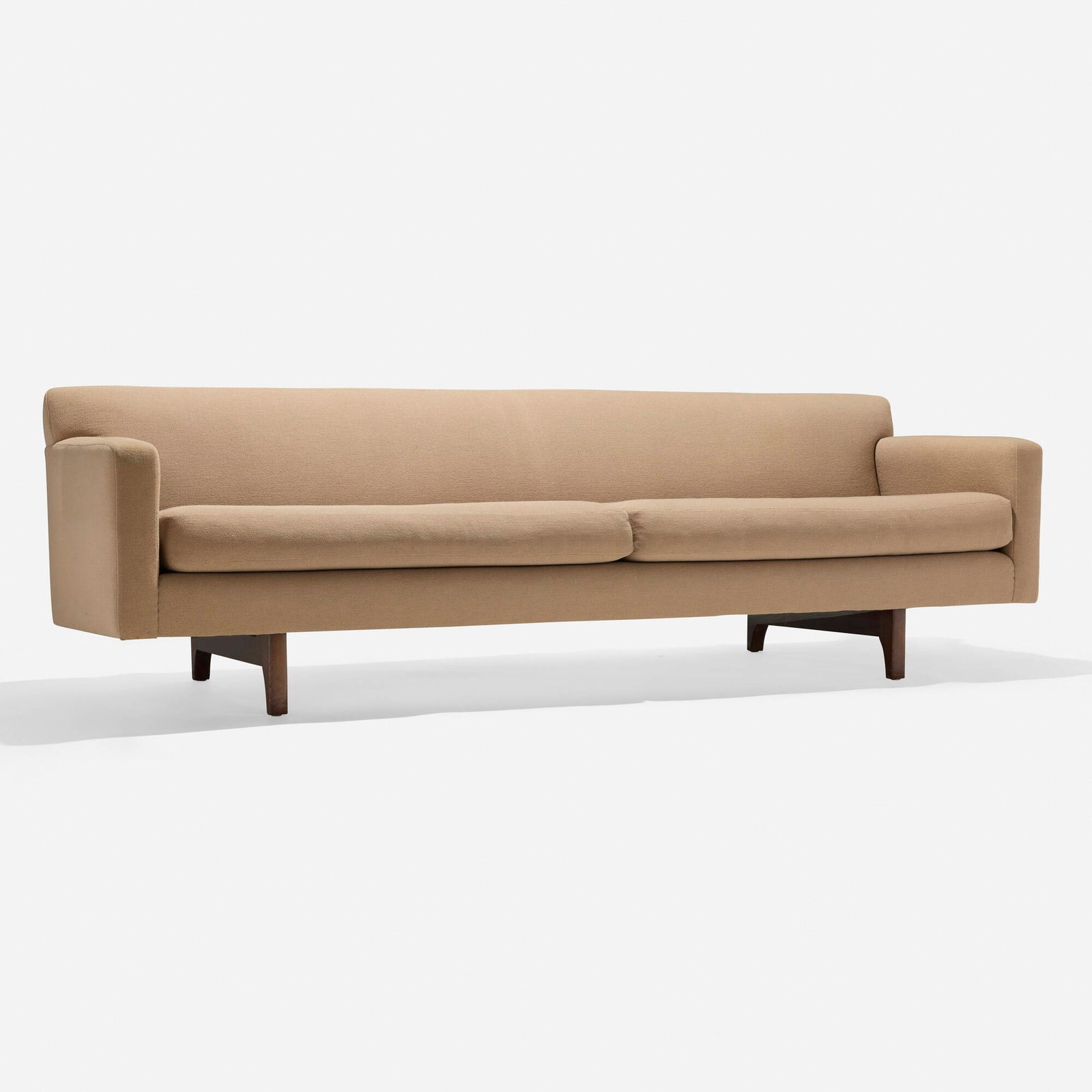 Edward Wormley, Sofa, model 5125: Edward Wormley Sofa, model 5125 Dunbar USA, c. 1955 upholstery, walnut 28 h x 92 w x 33 d in (71 x 234 x 84 cm) Literature: Dunbar: Fine Furniture of the 1950s, Pina, ppg. 36, 172-173 This work will