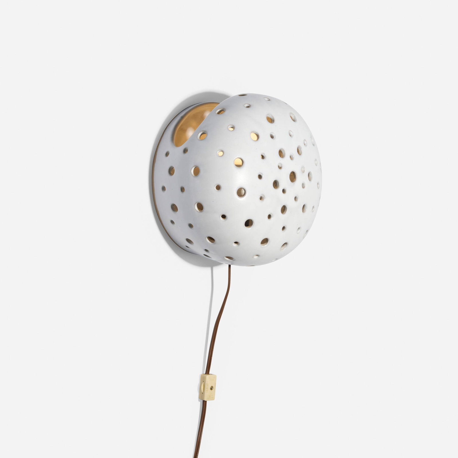 Modern, Wall lamp: Modern Wall lamp c. 1965 glazed stoneware 5.375 h x 8.25 w x 8.125 d in (14 x 21 x 21 cm) This work will ship from Lambertville, New Jersey.