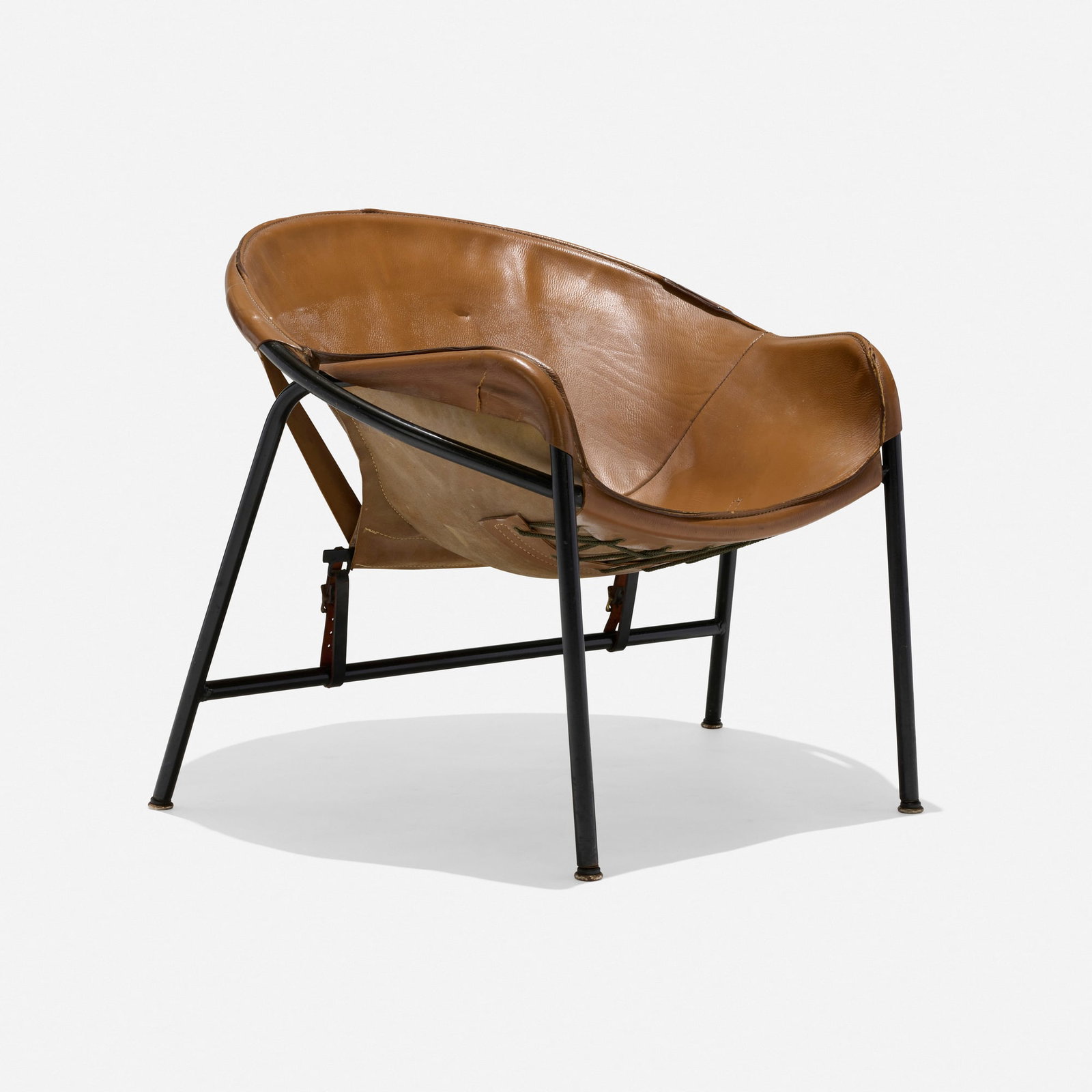 Erik Ole Jorgensen, Lounge chair, model BO 360: Erik Ole Jorgensen Lounge chair, model BO 360 Bovirke Denmark, 1953 leather, enameled steel 26 h x 27.5 w x 26.5 d in (66 x 70 x 67 cm) Provenance: Collection of Normand Mainville This work will ship