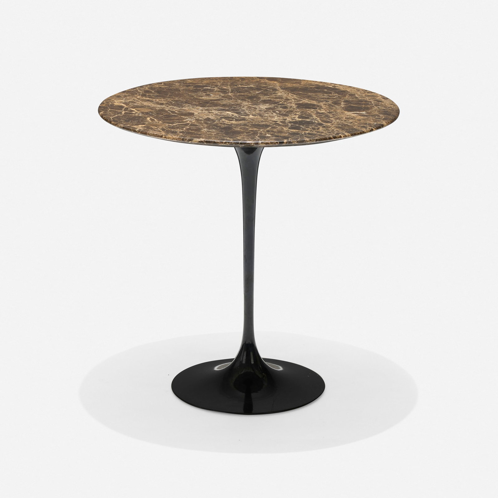 Eero Saarinen, Tulip occasional table, model 161M: Eero Saarinen Tulip occasional table, model 161M KnollStudio USA, 1957 / c. 2010 marble, enameled aluminum 20 h x 20 dia in (51 x 51 cm) Cast manufacturer's mark to underside 'Knoll'.