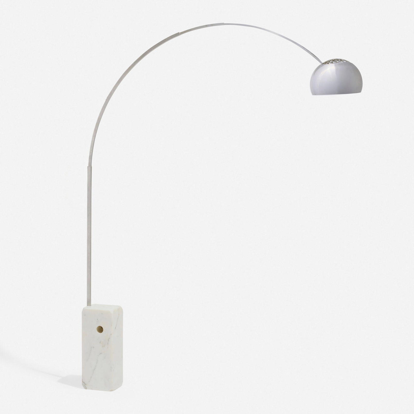 Italian, Floor lamp: Italian Floor lamp c. 1962 Carrara marble, stainless steel, aluminum 99 h x 12.25 w x 78 d in (251 x 31 x 198 cm) Provenance: Collection of Normand Mainville This work will ship from Chicago,