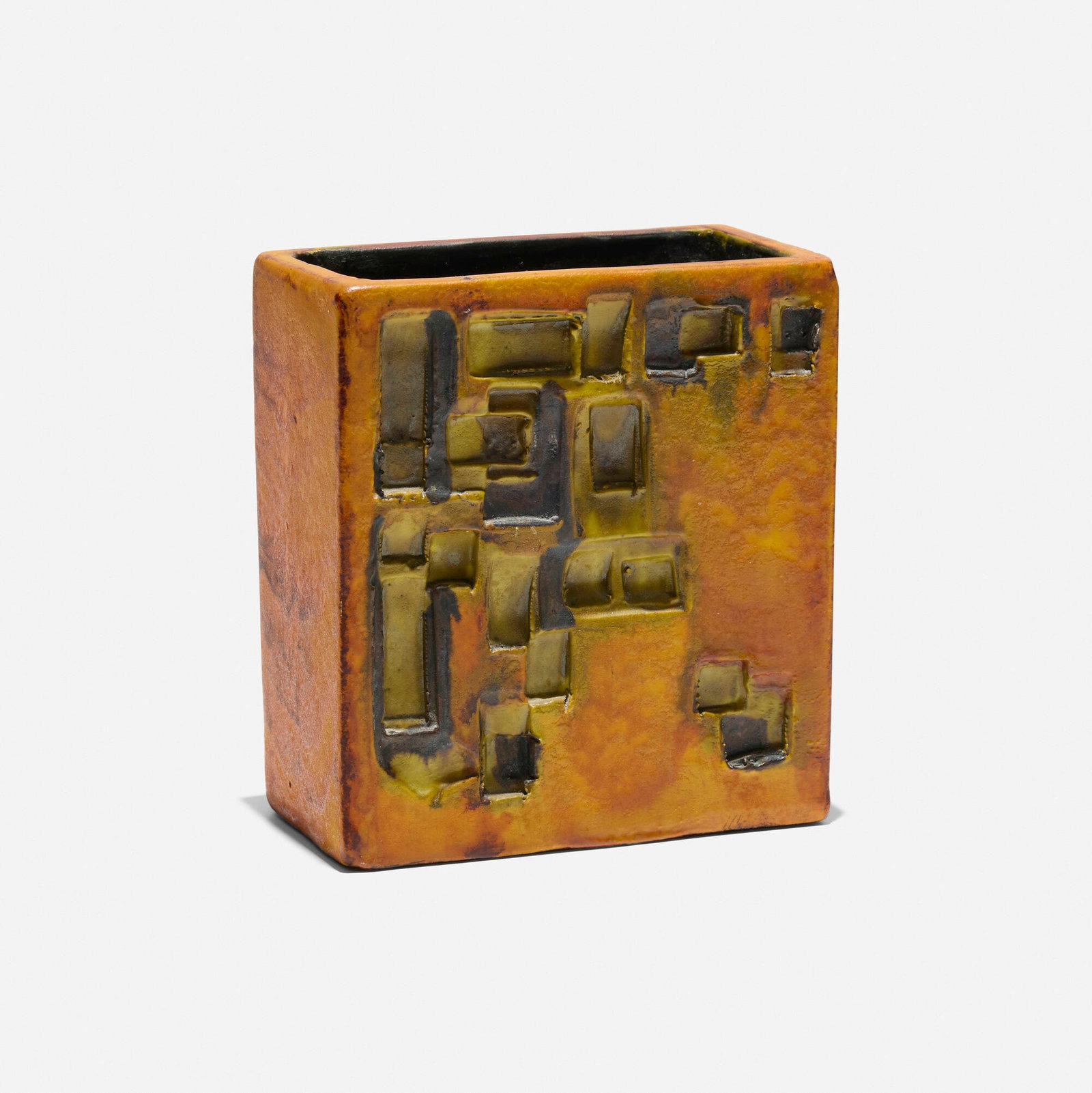 Marcello Fantoni, Vase: Marcello Fantoni Vase Raymor Italy, c. 1960 glazed stoneware 6.25 h x 5.5 w x 3 d in (16 x 14 x 8 cm) Glazed manufacturer's mark to underside 'Fantoni Italy for Raymor'. Prove